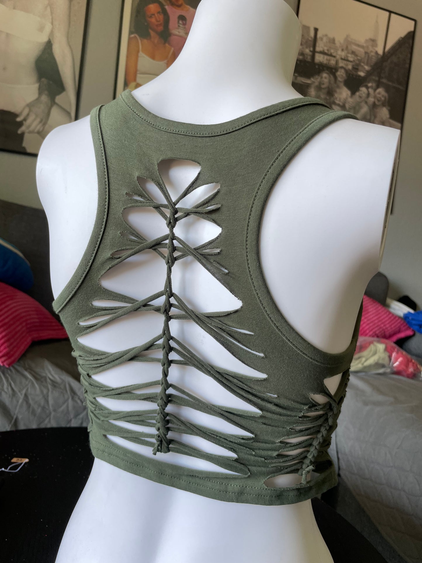 Army Green Racerback Tank (READY TO SHIP)