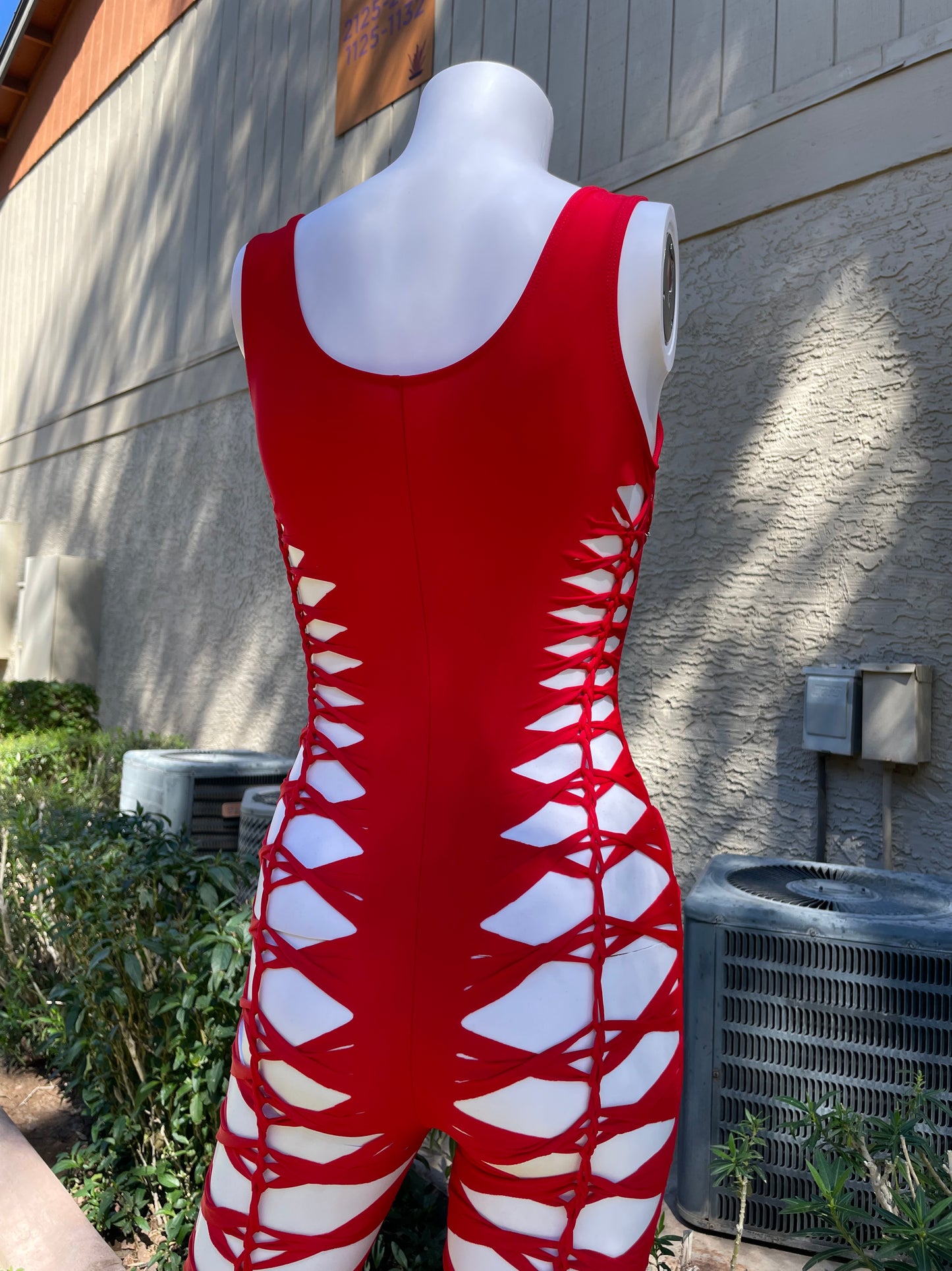 Red Sleeveless Flowsuit (READY TO SHIP)