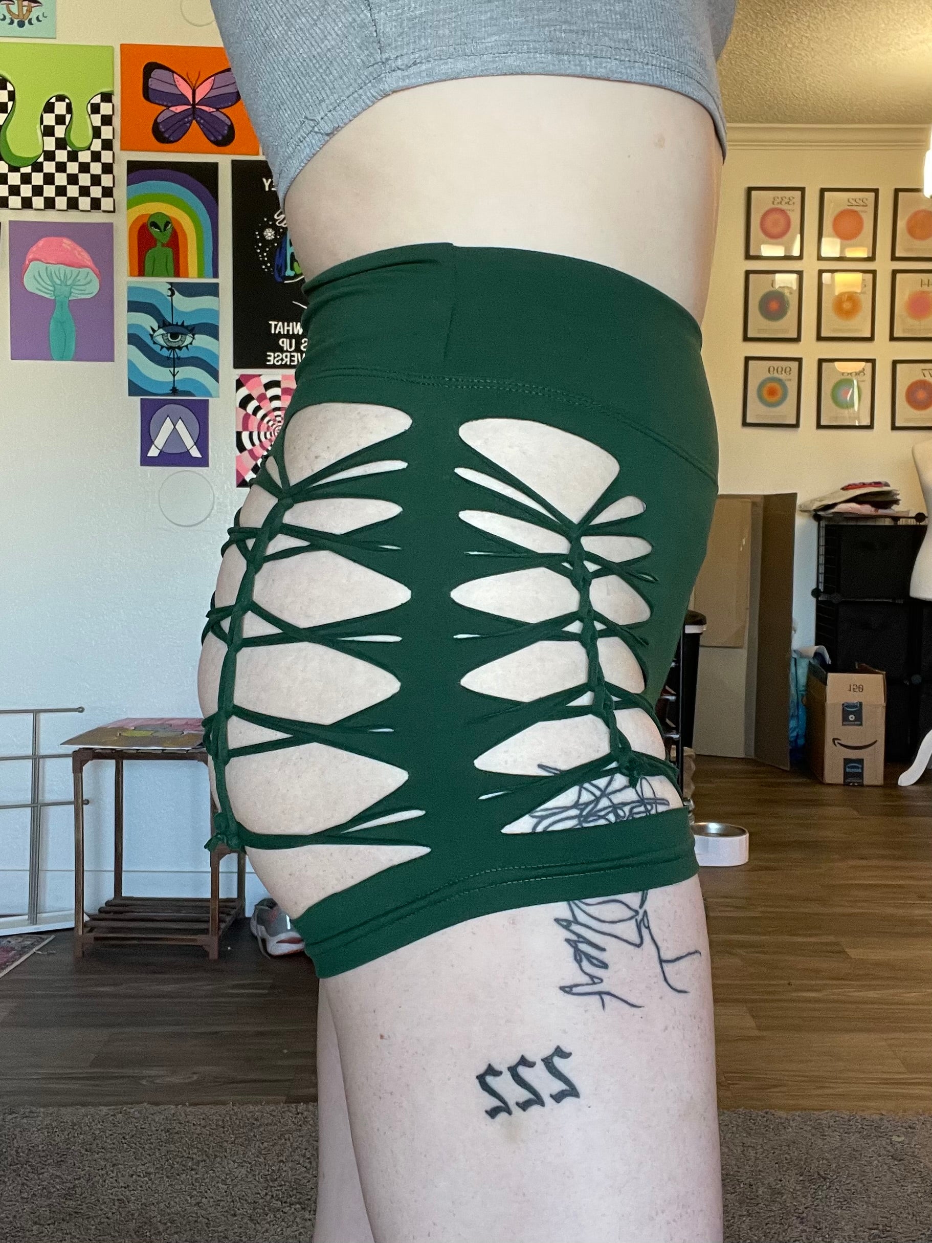 Green Cheeky Shorts (MADE TO ORDER)