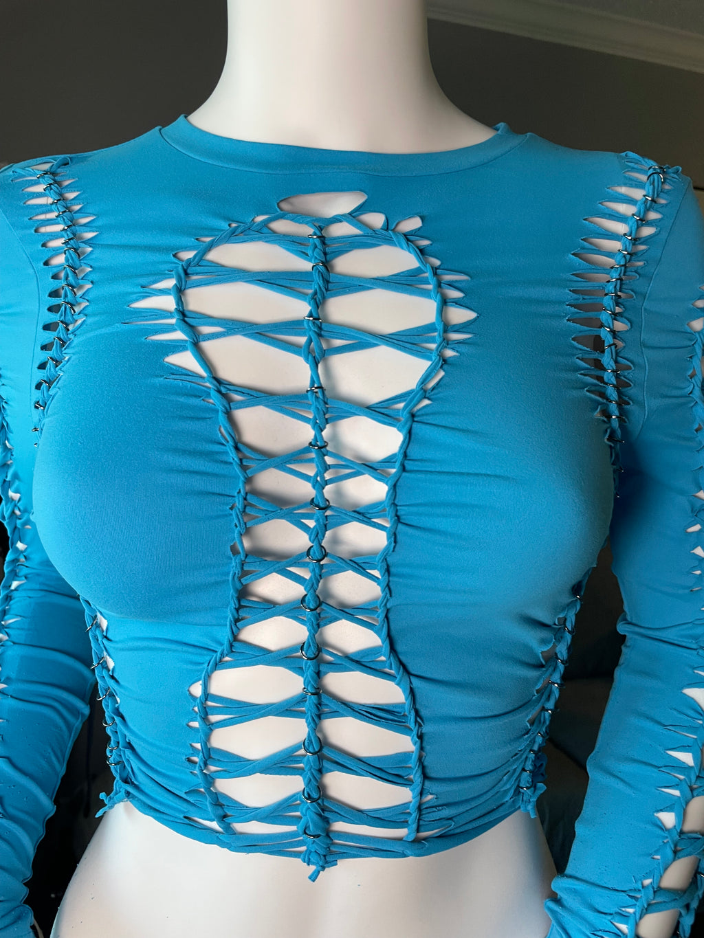 Blue Long Sleeve Crop (MADE TO ORDER)