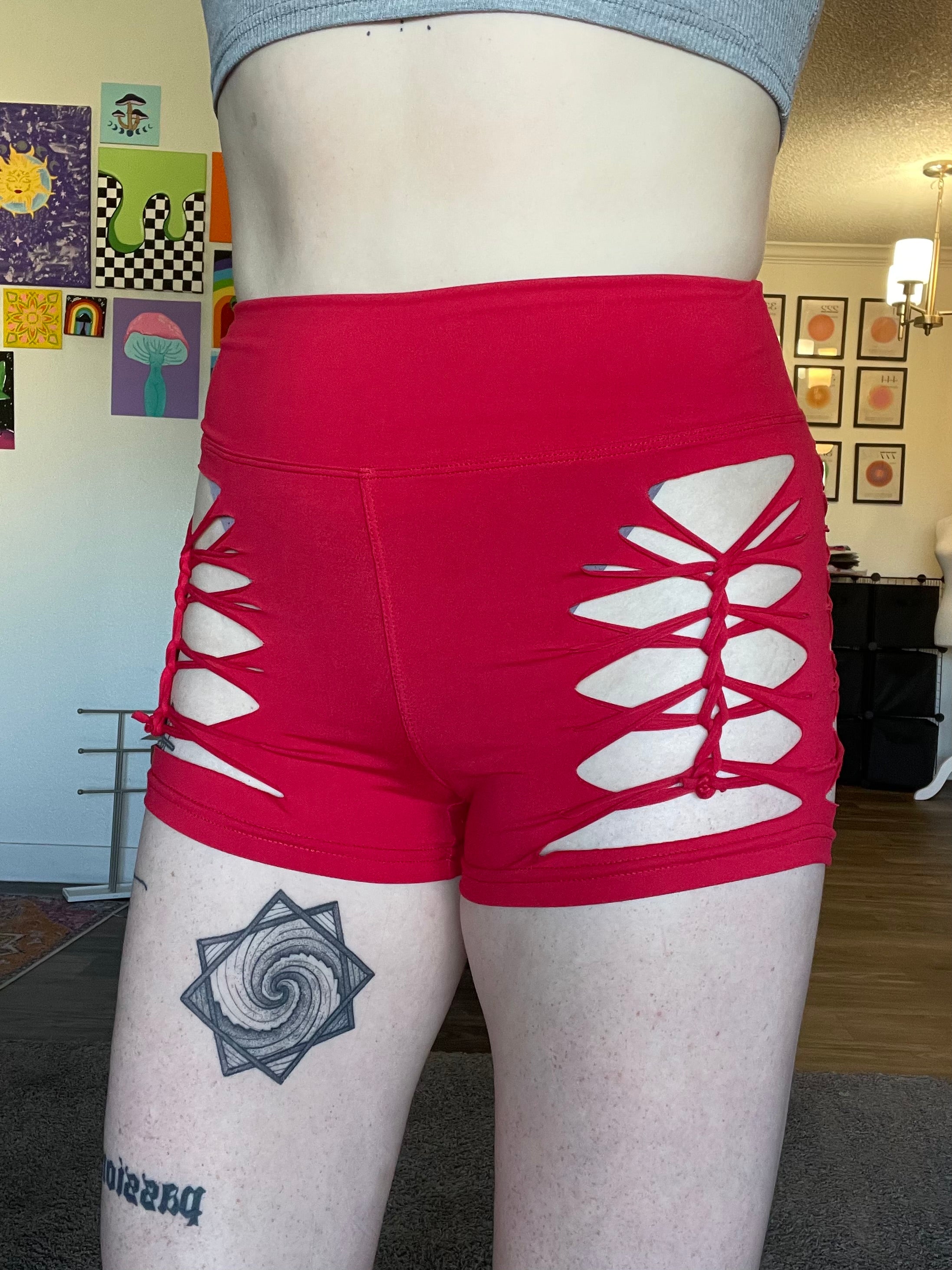 Red Cheeky Shorts (MADE TO ORDER)