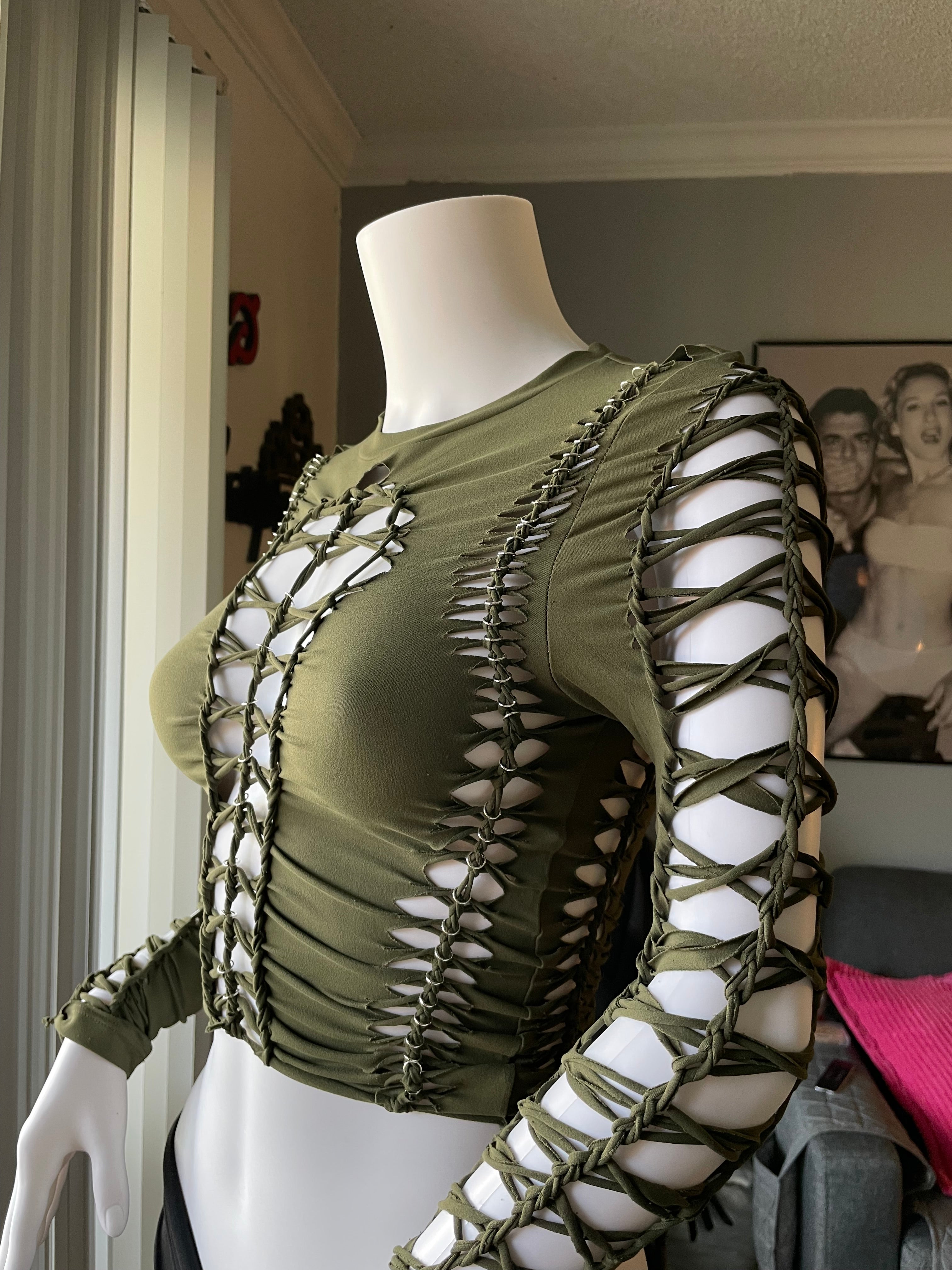 Army Green Vortex Top (MADE TO ORDER)