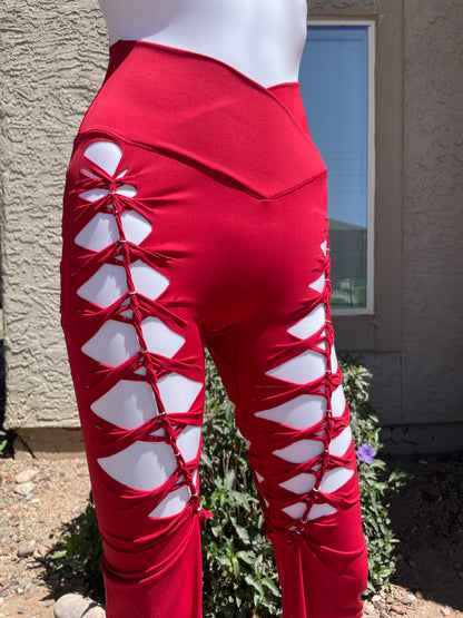Red Luna Flared Yoga Pants (MADE TO ORDER)