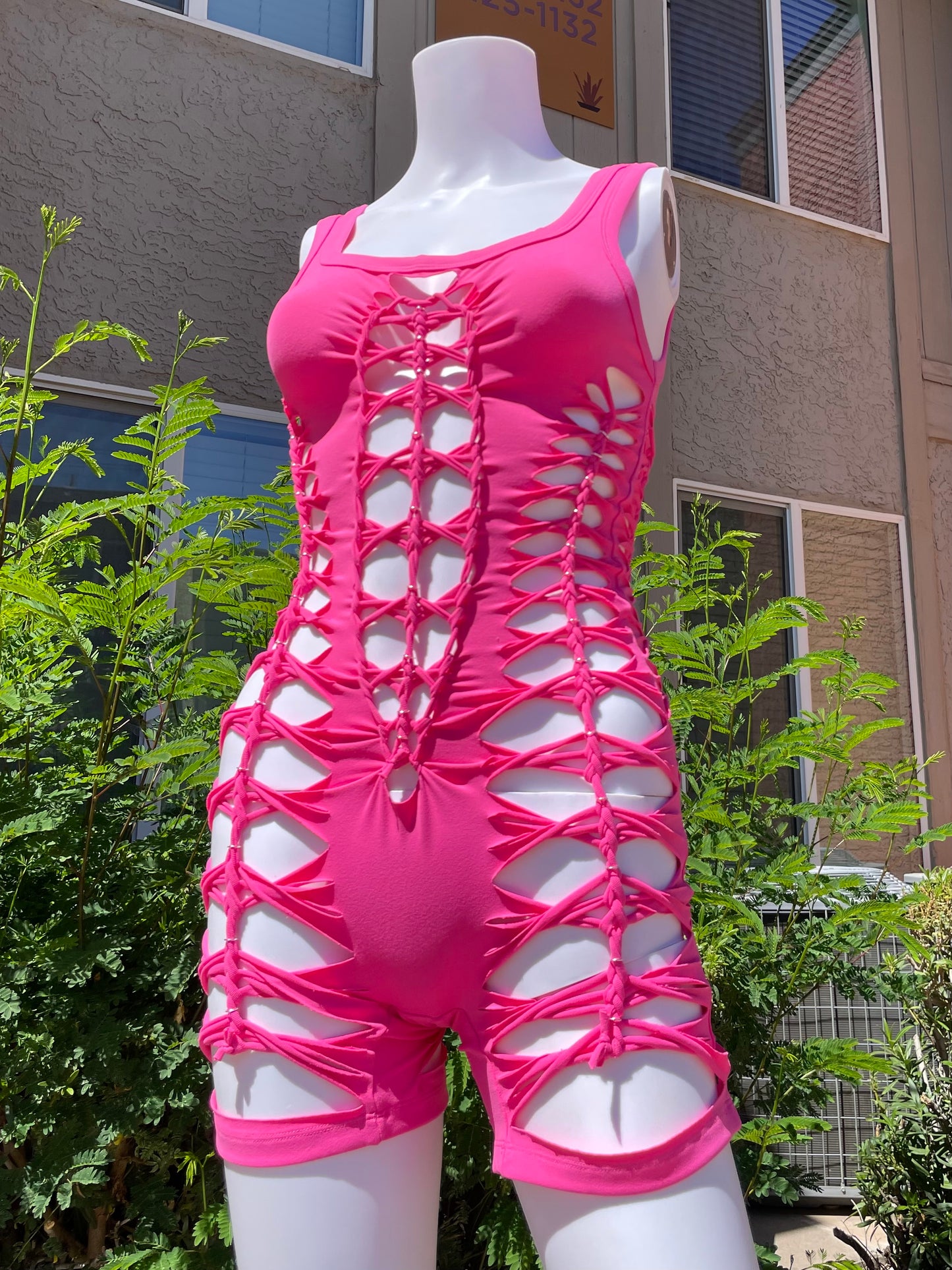 Hot Pink Short Flowsuit (READY TO SHIP)
