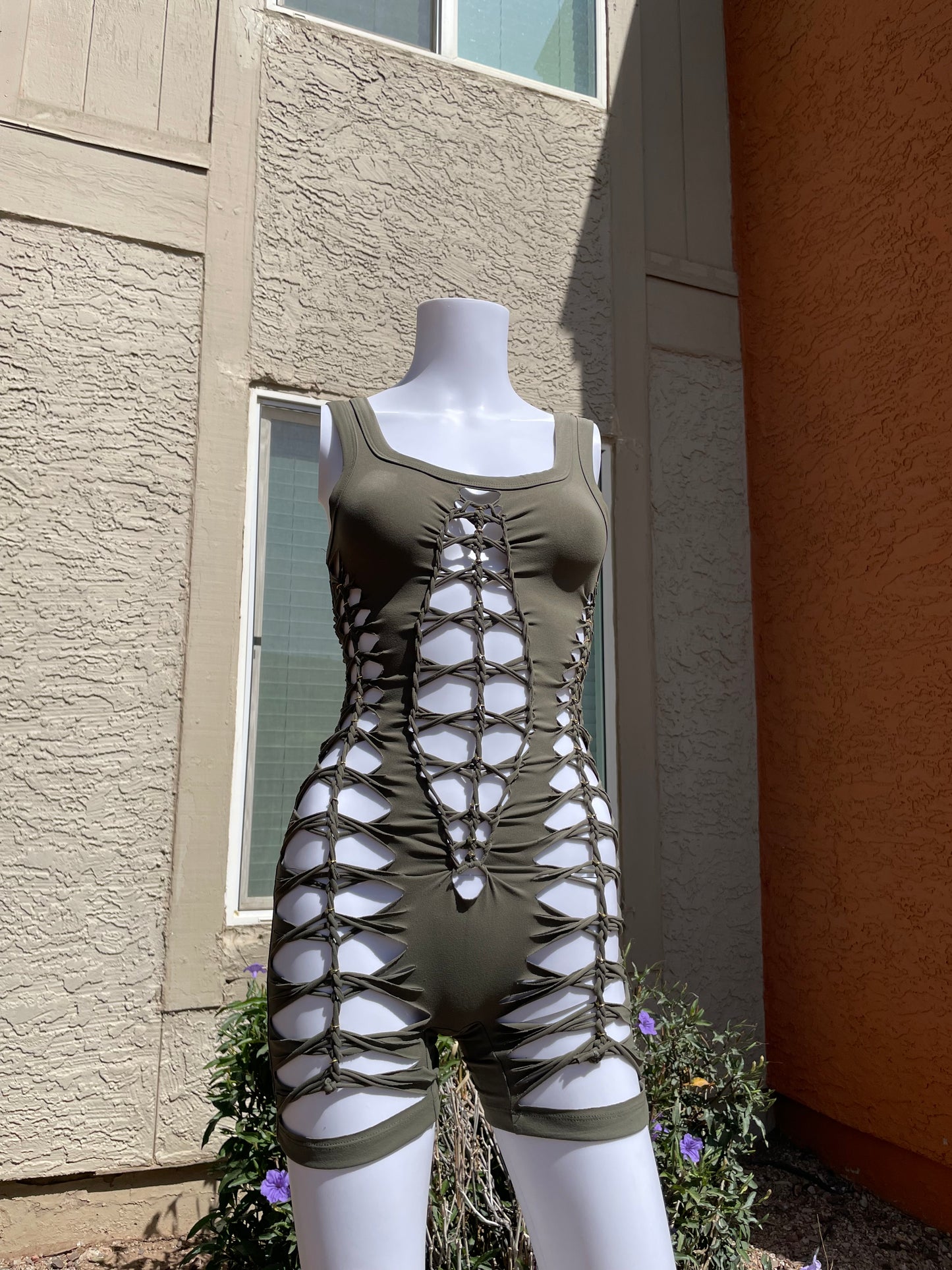 Army Green Short Flowsuit (READY TO SHIP)