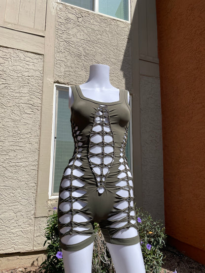 Army Green Short Flowsuit (READY TO SHIP)