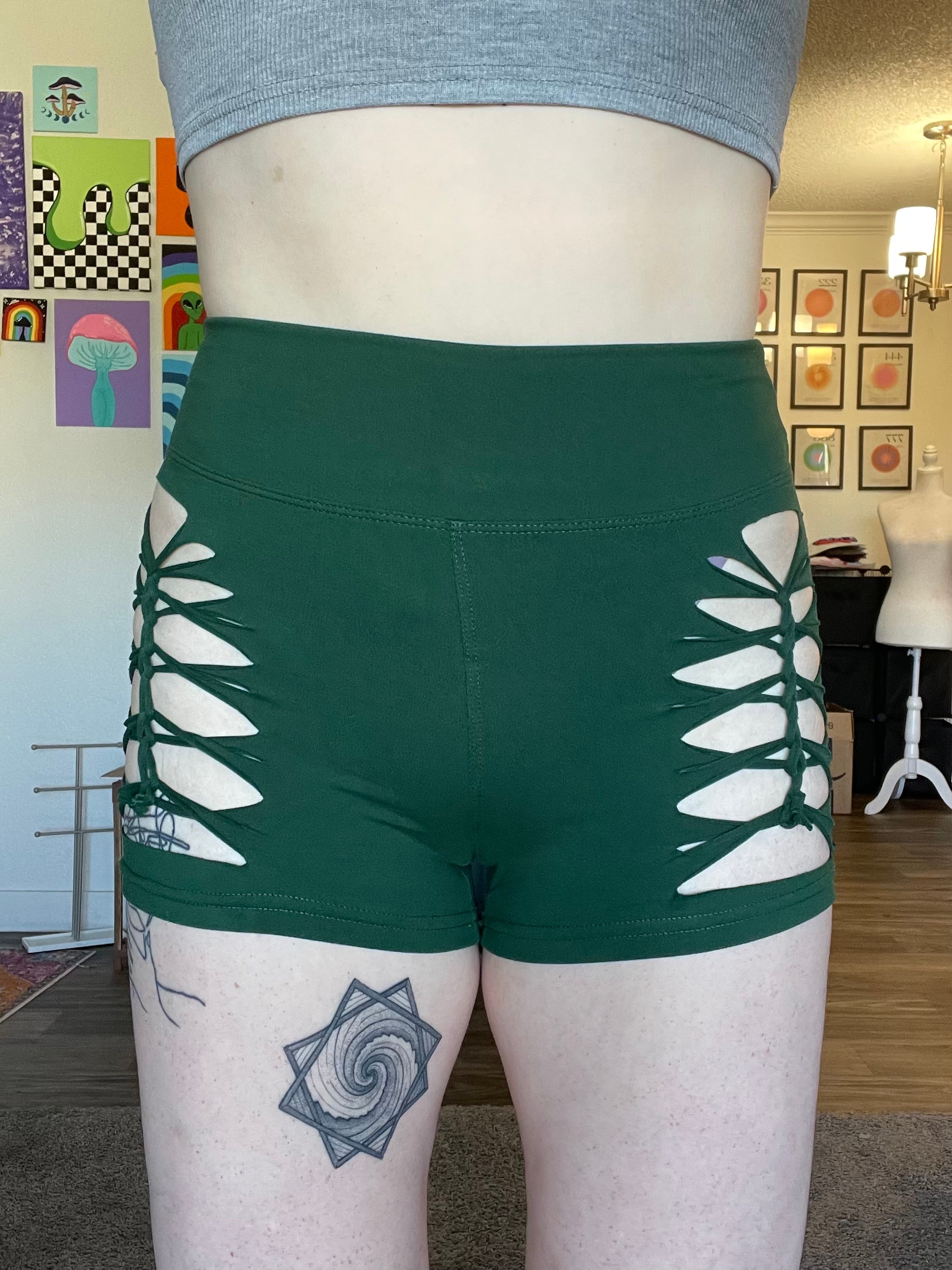 Green Cheeky Shorts (MADE TO ORDER)