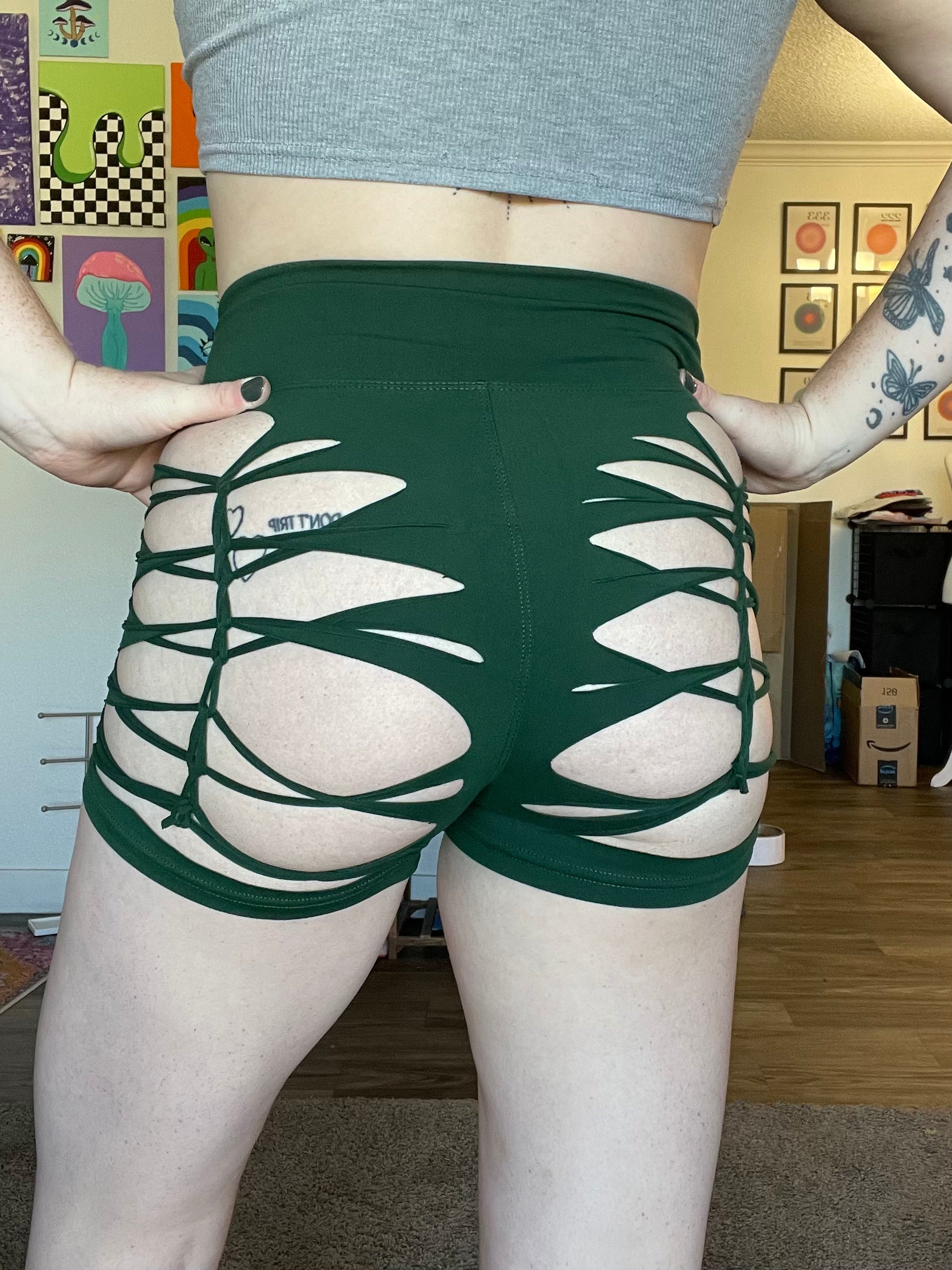 Green Cheeky Shorts (MADE TO ORDER)
