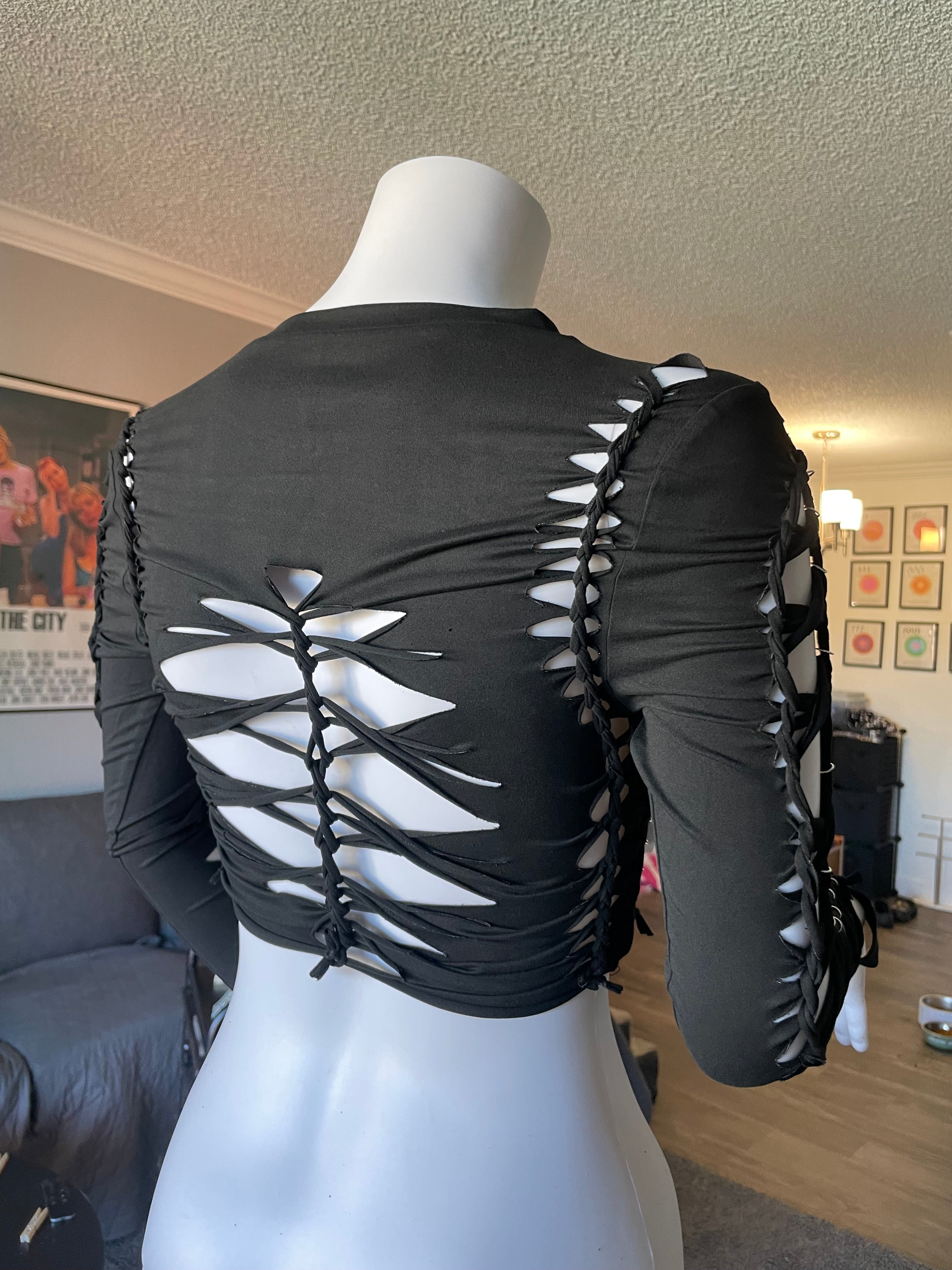 Black Vortex Crop Top (MADE TO ORDER)