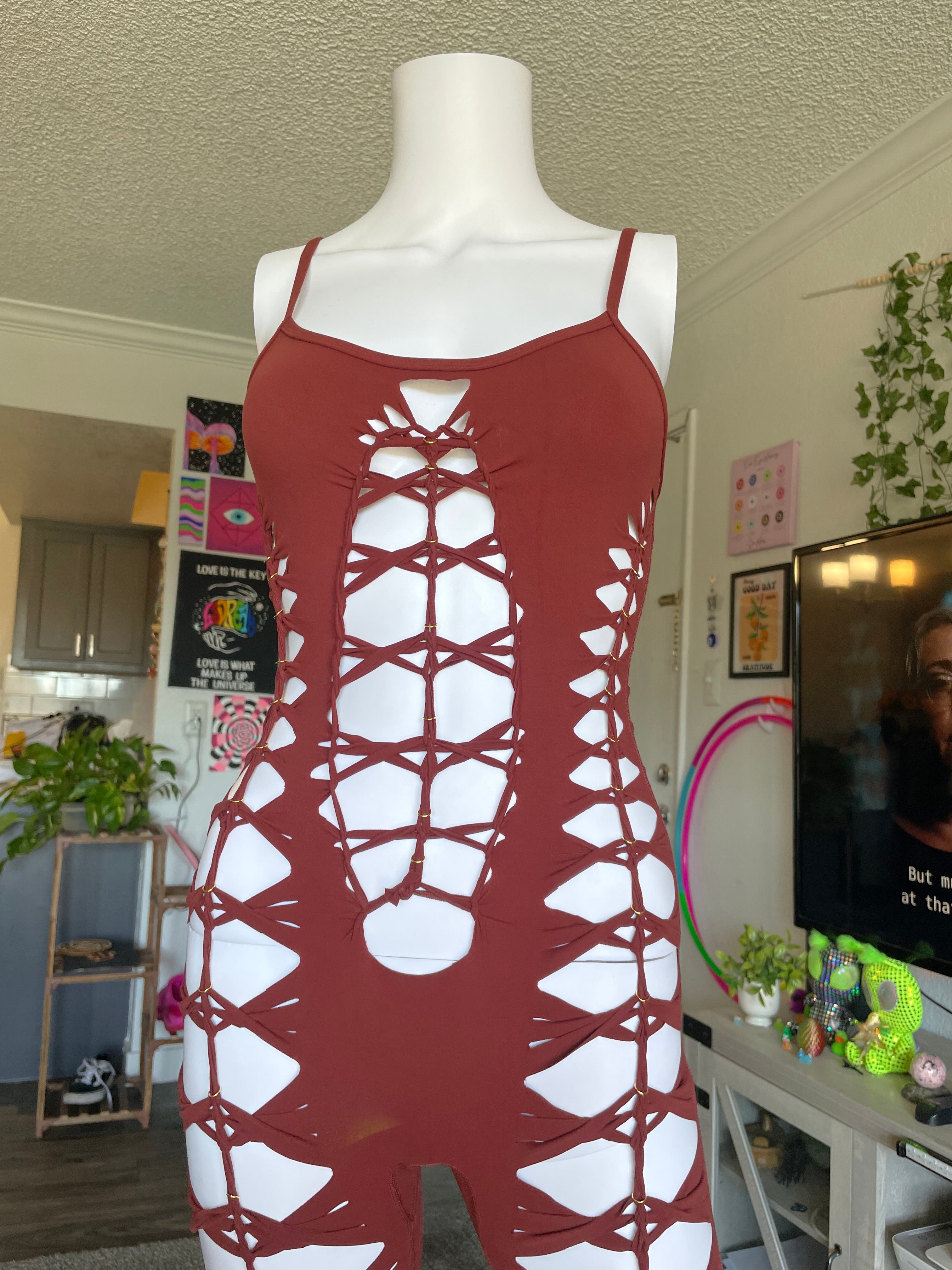 Red/Brown Sleeveless Flowsuit (MADE TO ORDER)