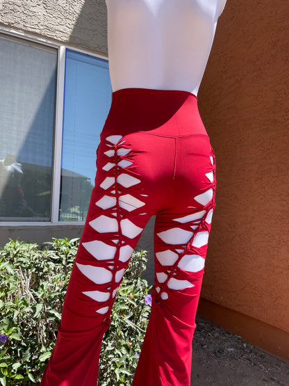 Red Luna Flared Yoga Pants (MADE TO ORDER)