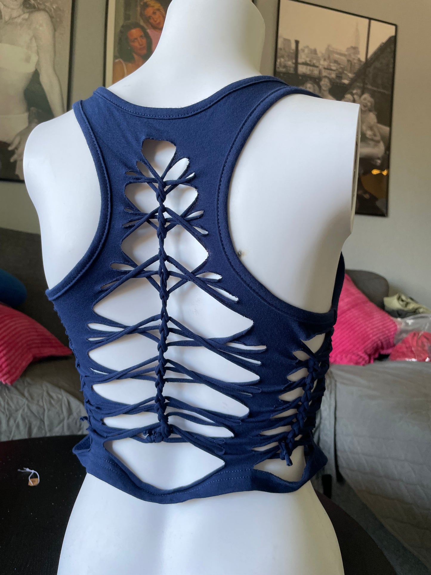 Navy Racerback Tank (READY TO SHIP)