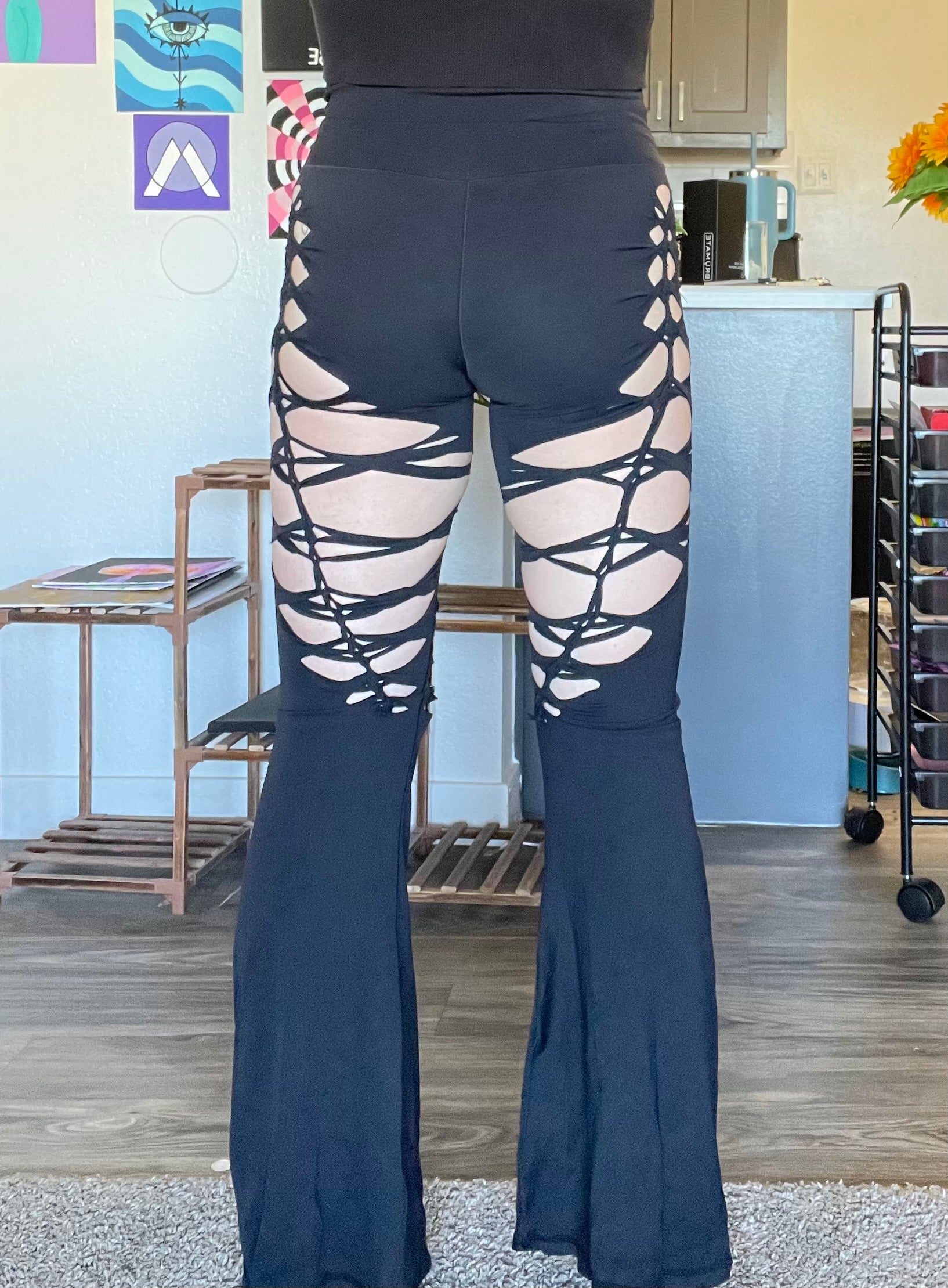 Black Luna Flared Yoga Pants (MADE TO ORDER)