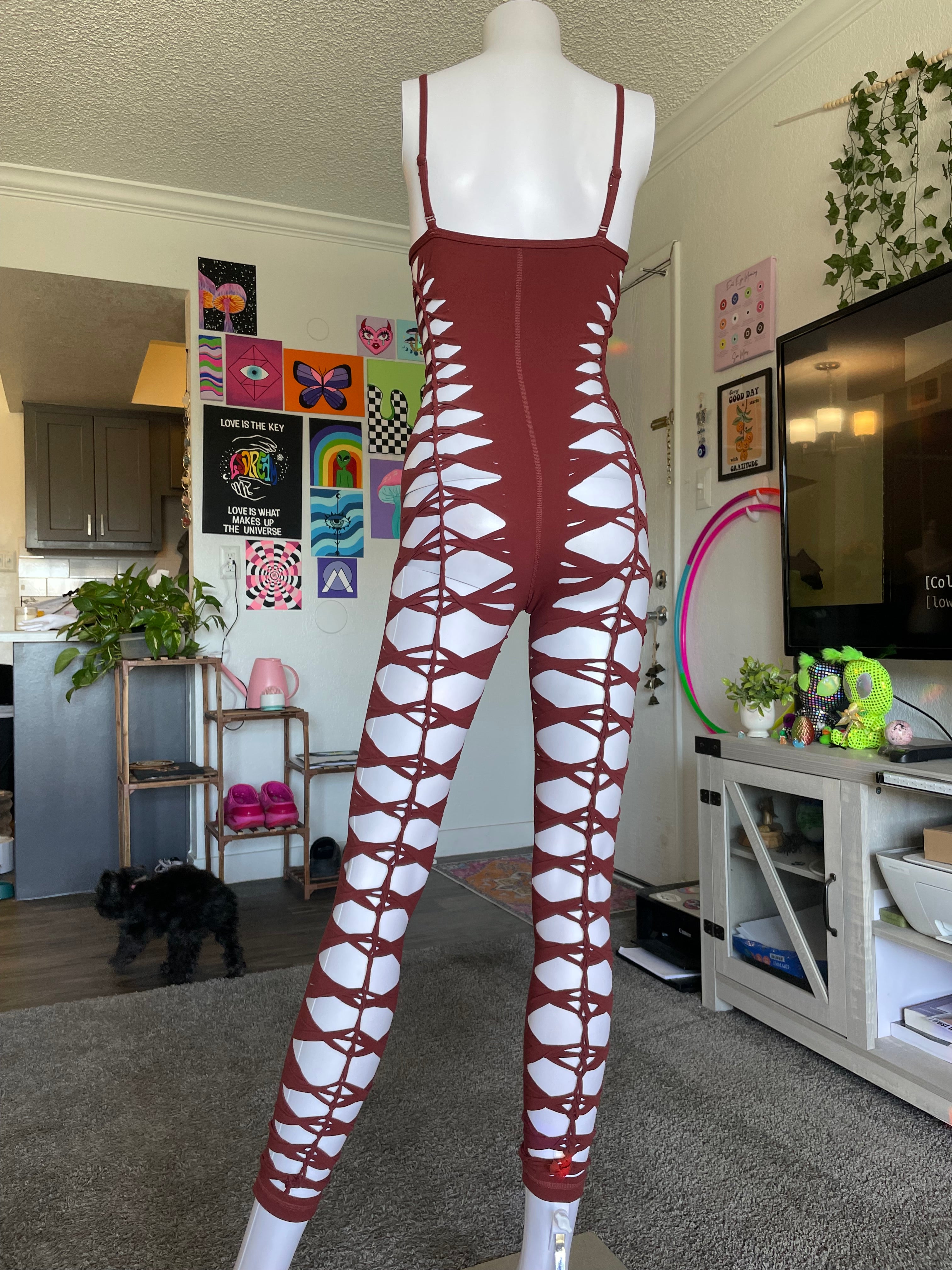 Red/Brown Sleeveless Flowsuit (MADE TO ORDER)