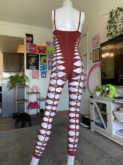 Red/Brown Sleeveless Flowsuit (MADE TO ORDER)