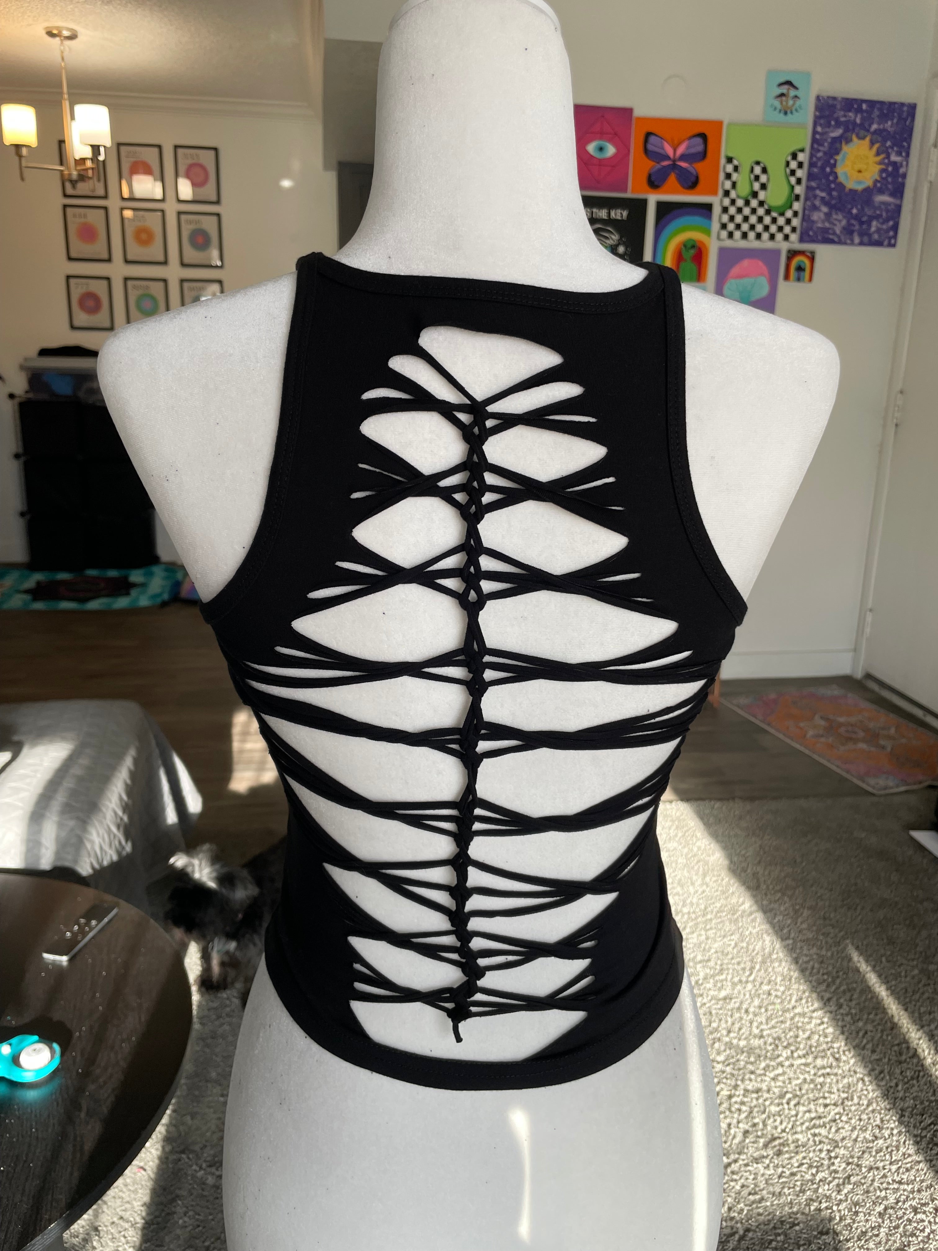 RTS! Medium, High Neck Tank Top, Gold Hoops