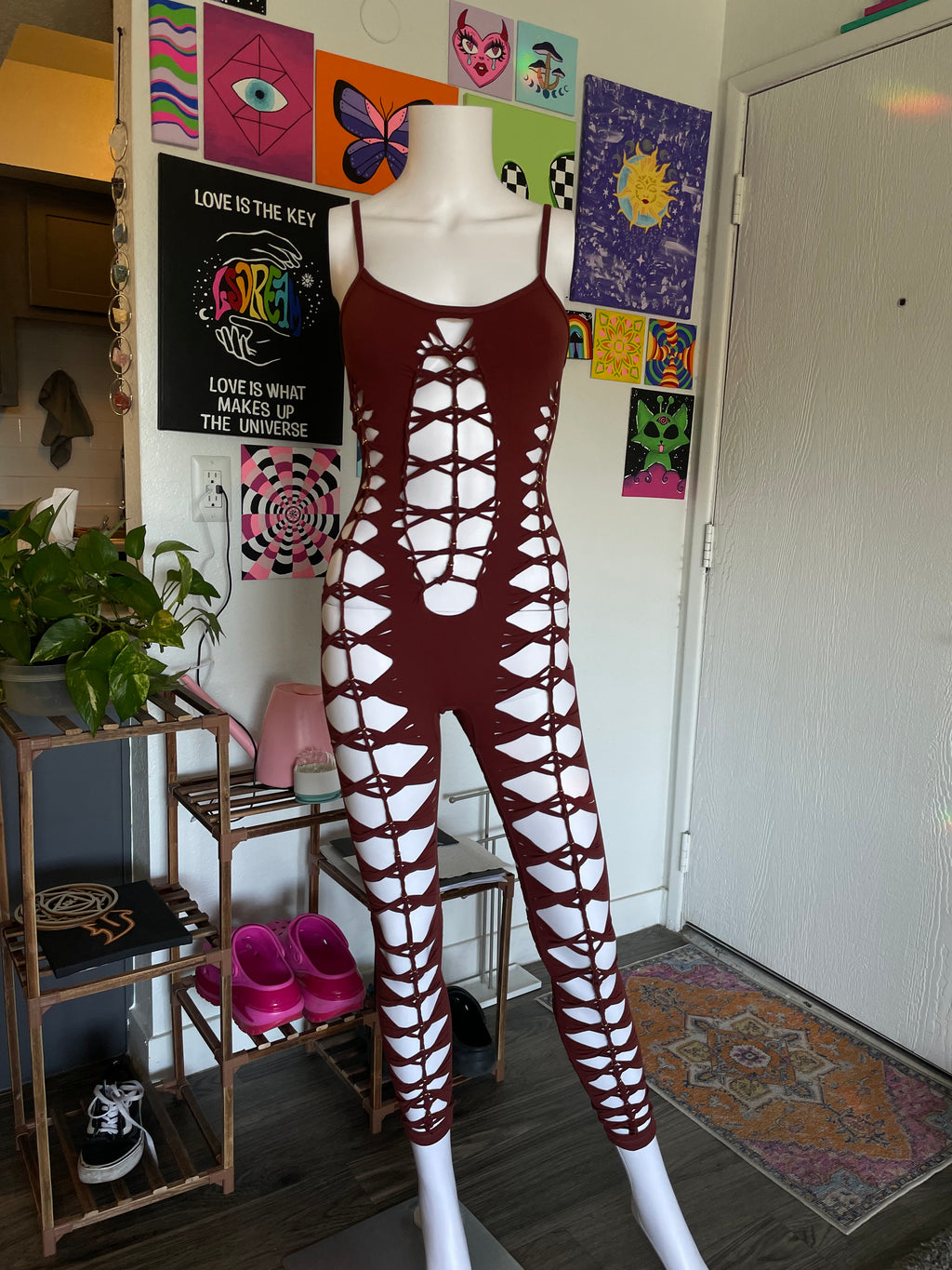 Red/Brown Sleeveless Flowsuit (MADE TO ORDER)