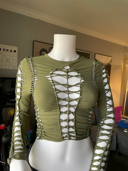 Army Green Long-Sleeve Top (MADE TO ORDER)