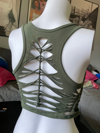 Army Green Racerback Tank (READY TO SHIP)