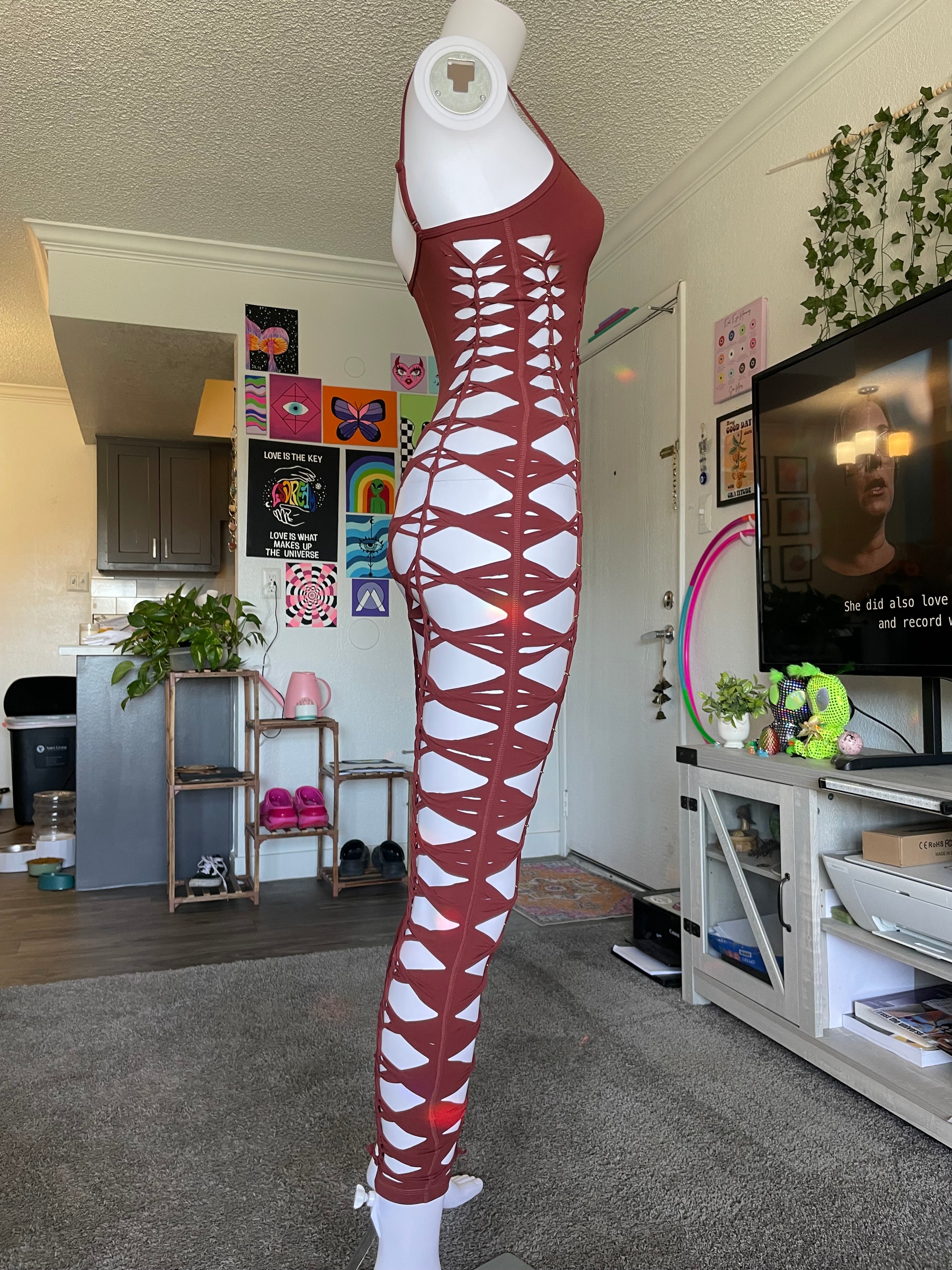 Red/Brown Sleeveless Flowsuit (MADE TO ORDER)