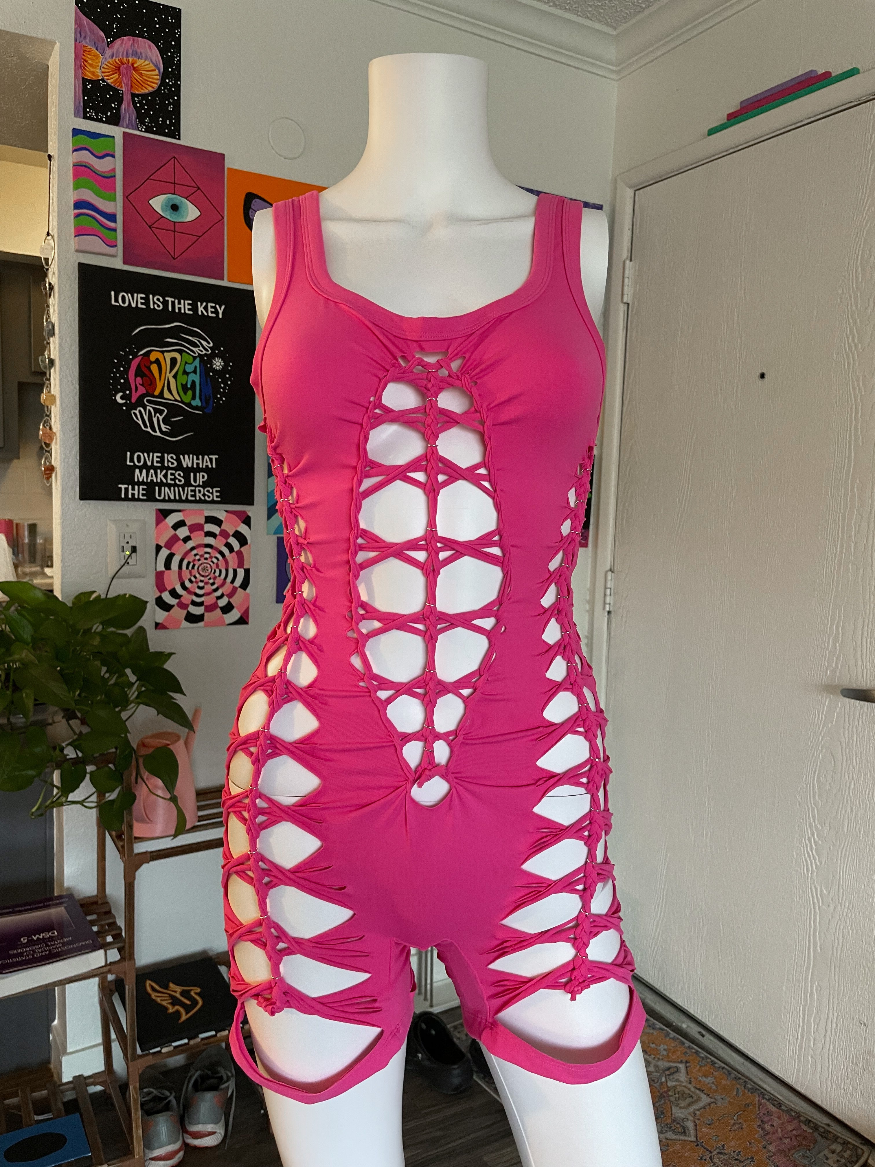 LARGE Hot Pink Short Flowsuit (READY TO SHIP)