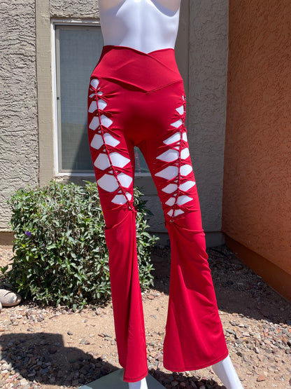 Red Luna Flared Yoga Pants (MADE TO ORDER)
