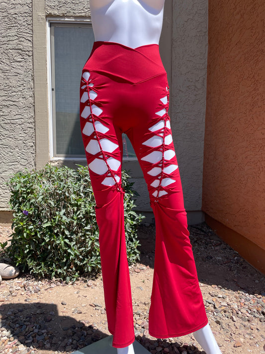 Red Luna Flared Yoga Pants (MADE TO ORDER)