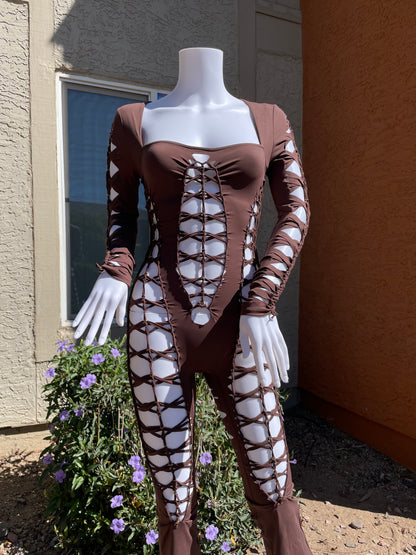 Brown Flared Flowsuit (MADE TO ORDER)