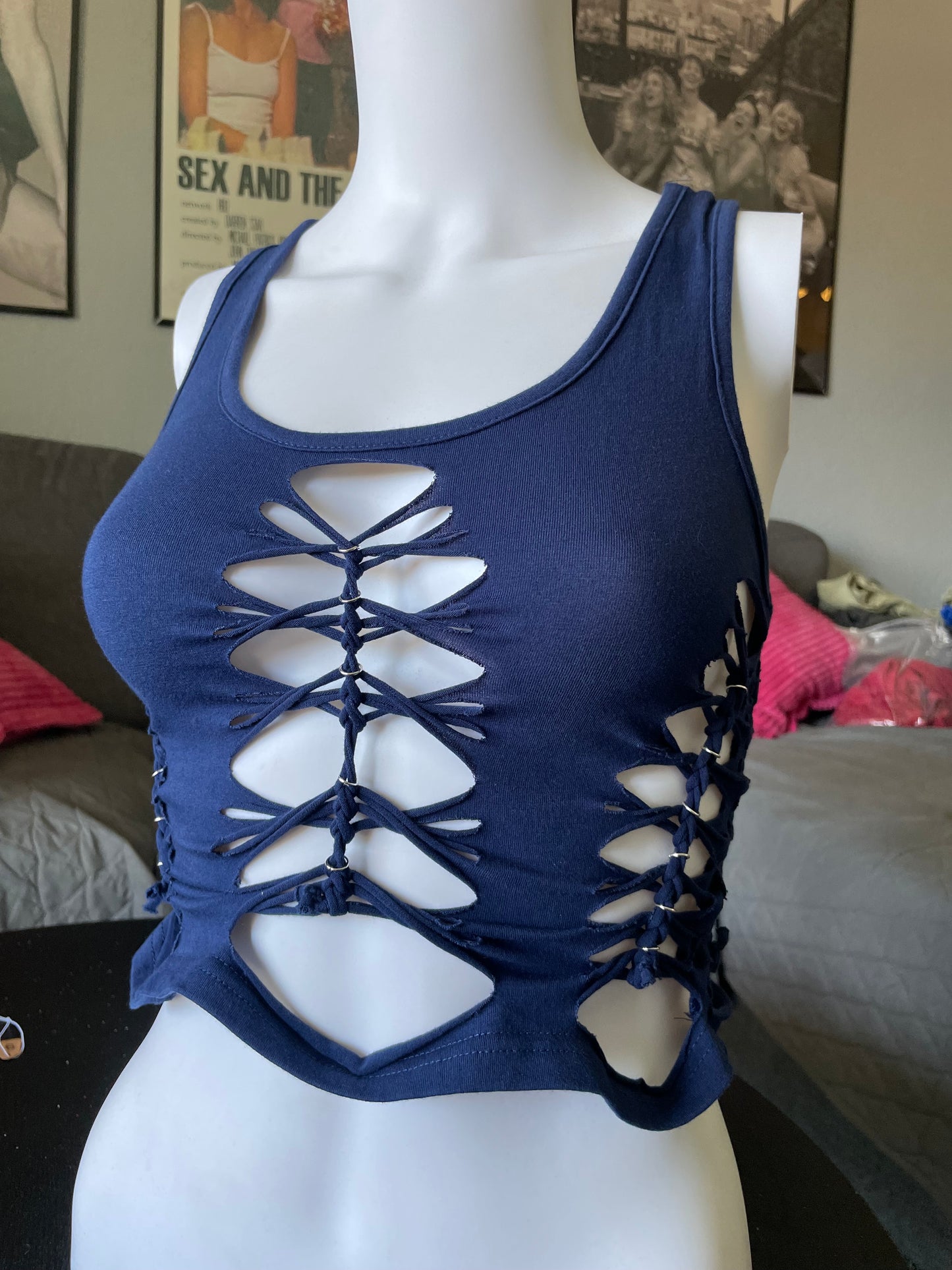 Navy Racerback Tank (READY TO SHIP)