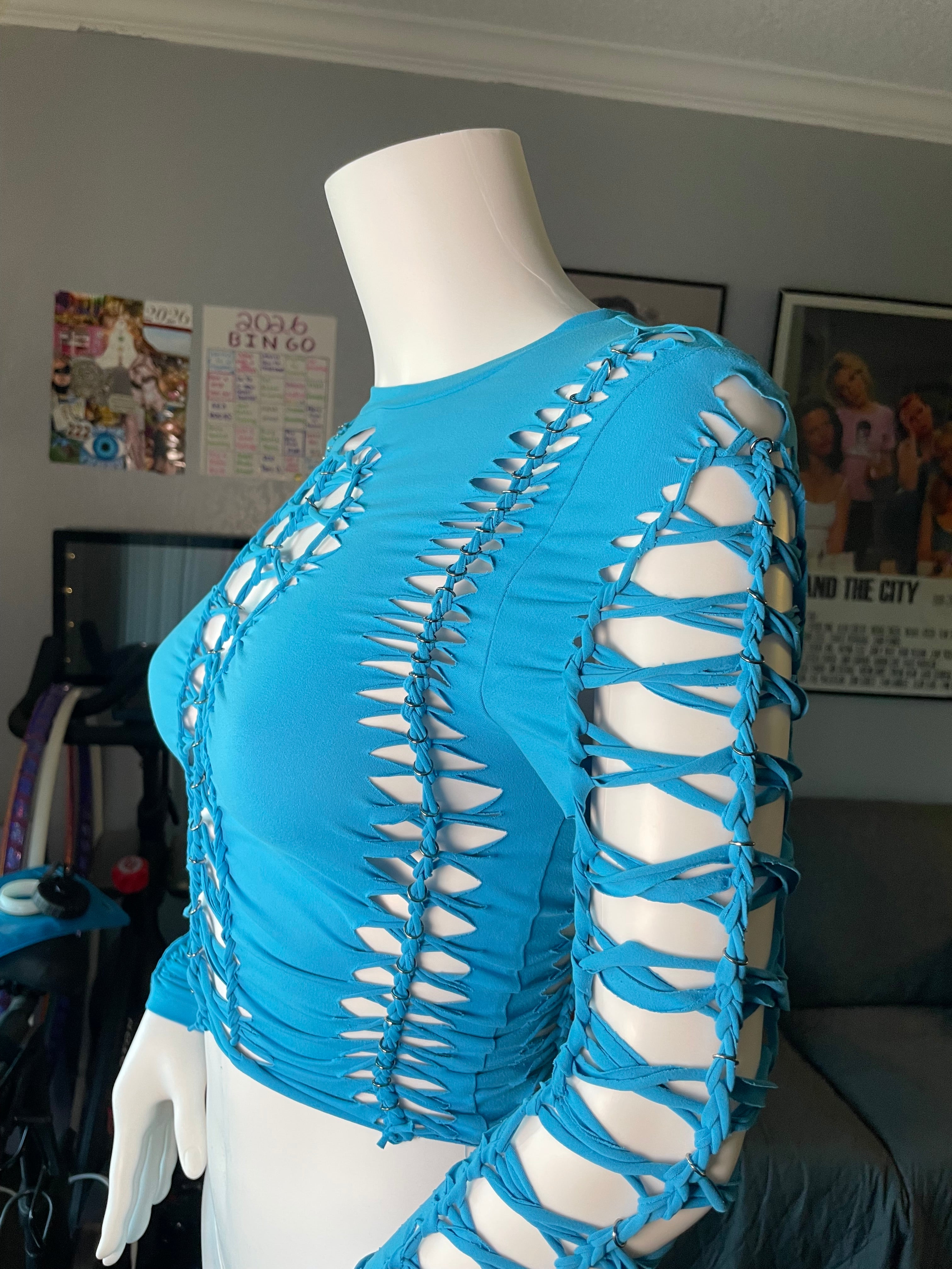 Blue Long Sleeve Crop (MADE TO ORDER)