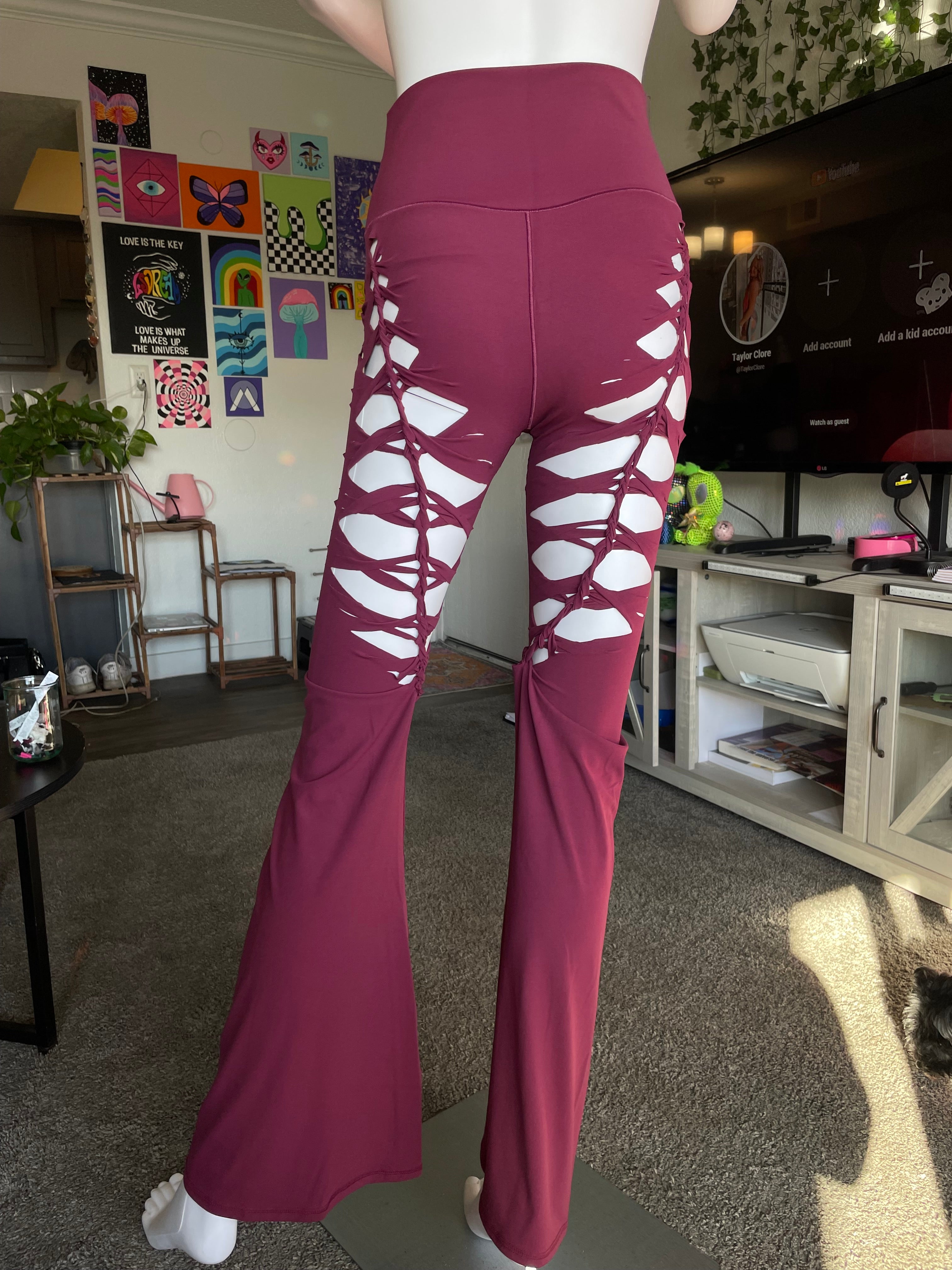 Cherry Red Luna Flared Yoga Pants (SEE DESCRIPTION)