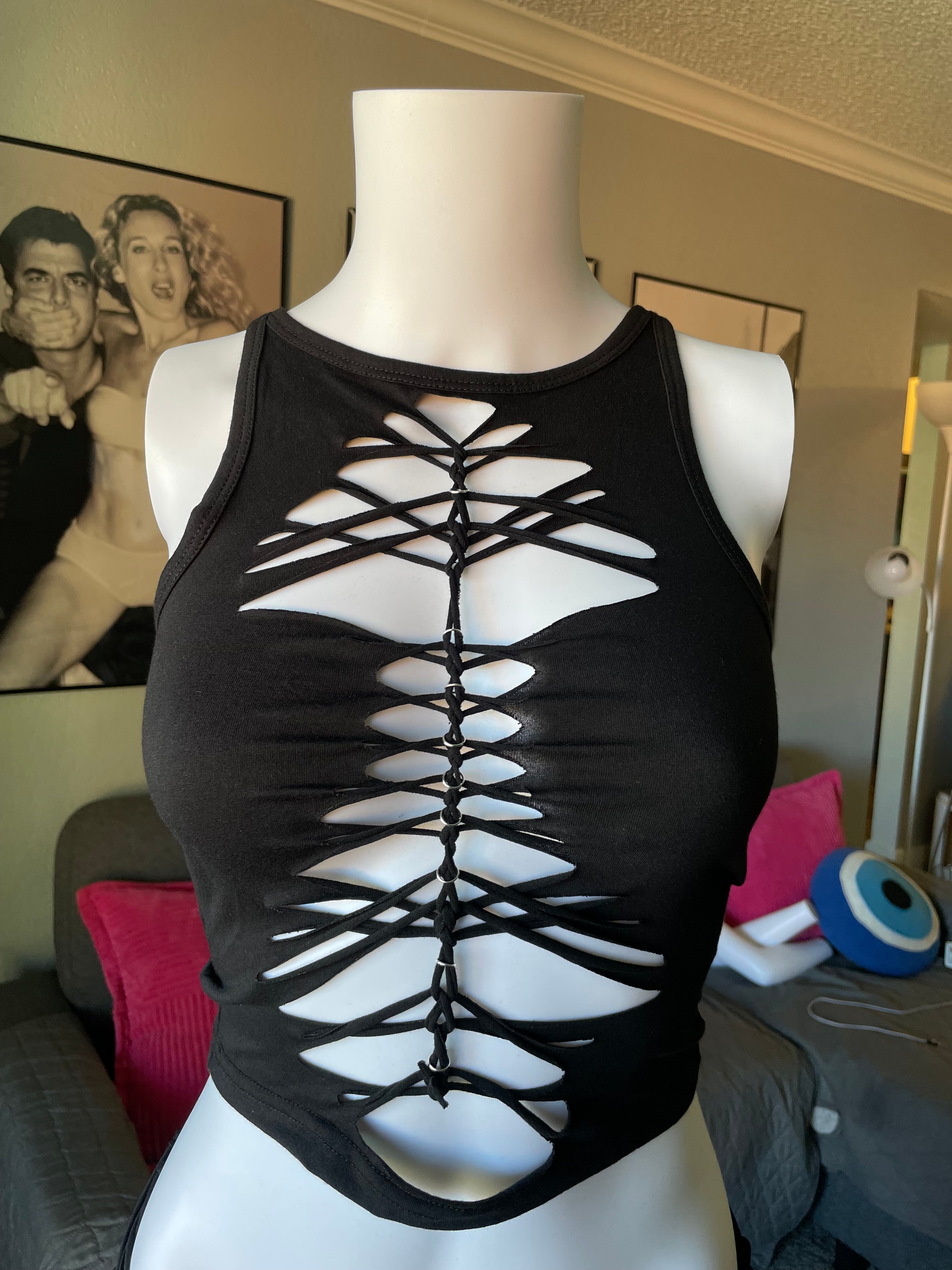 High Neck Black Top (MADE TO ORDER)