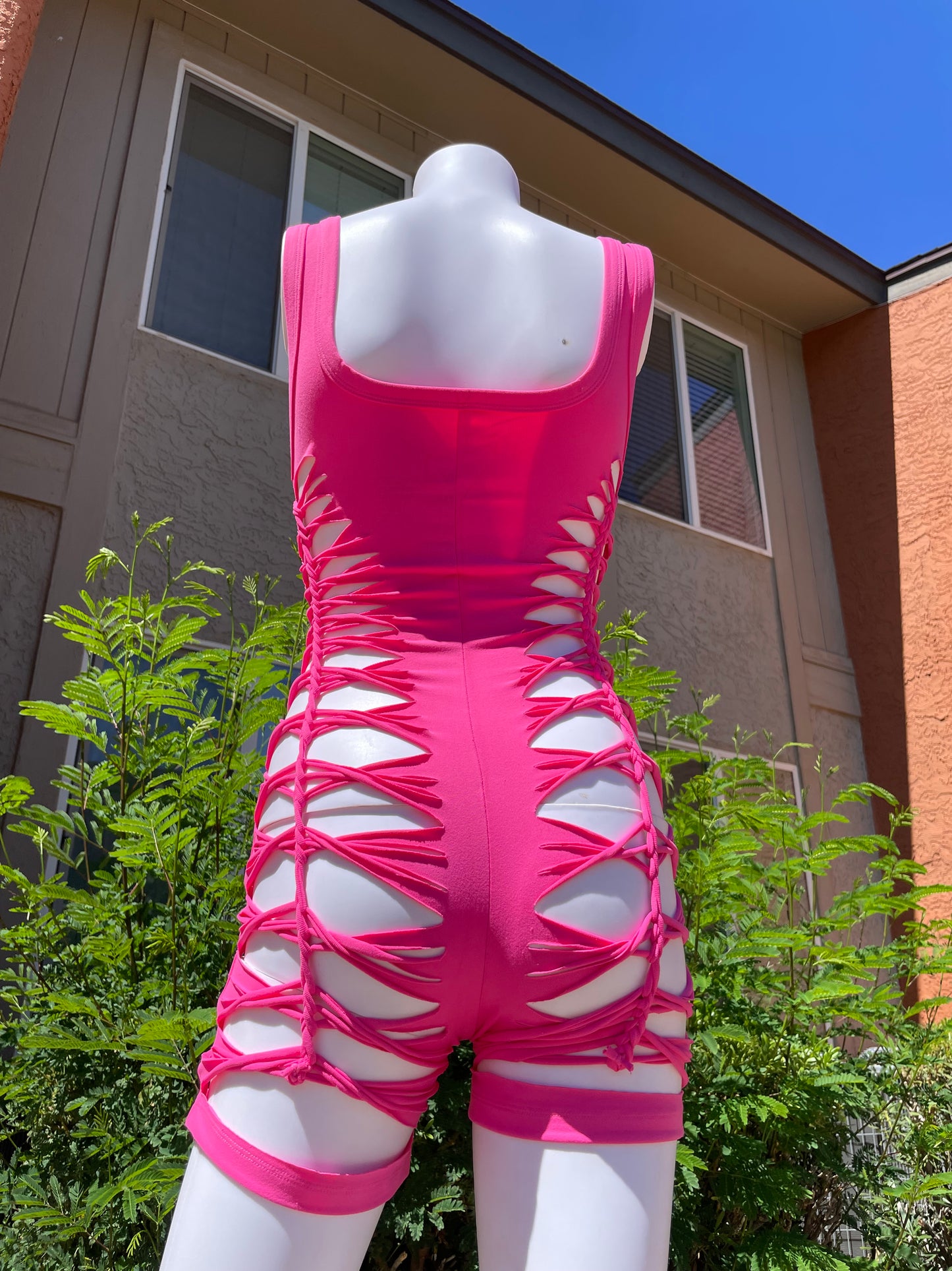 Hot Pink Short Flowsuit (READY TO SHIP)