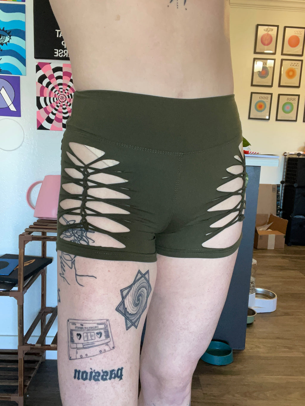 Army Green Cheeky Shorts (MADE TO ORDER)