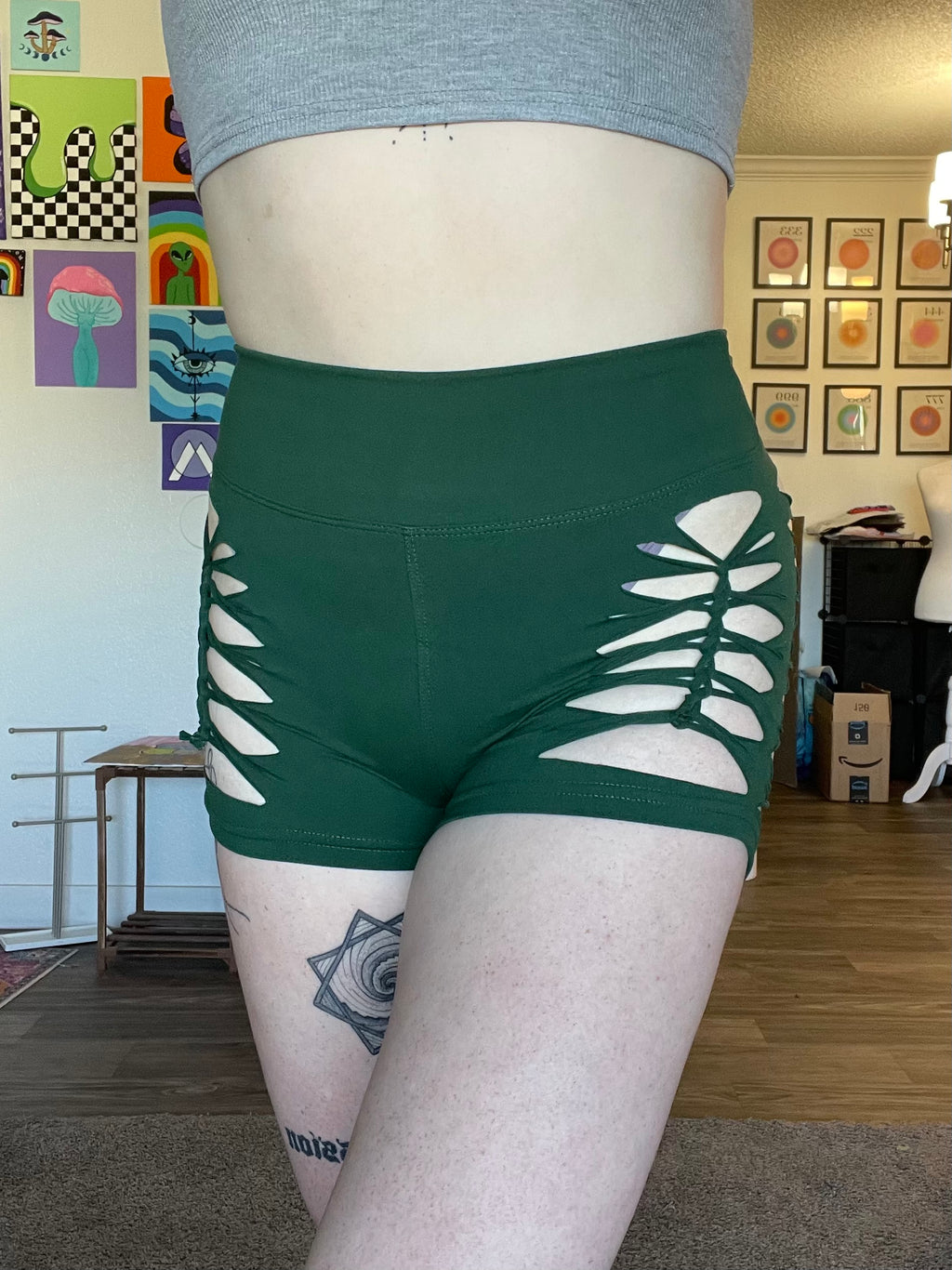 Green Cheeky Shorts (MADE TO ORDER)