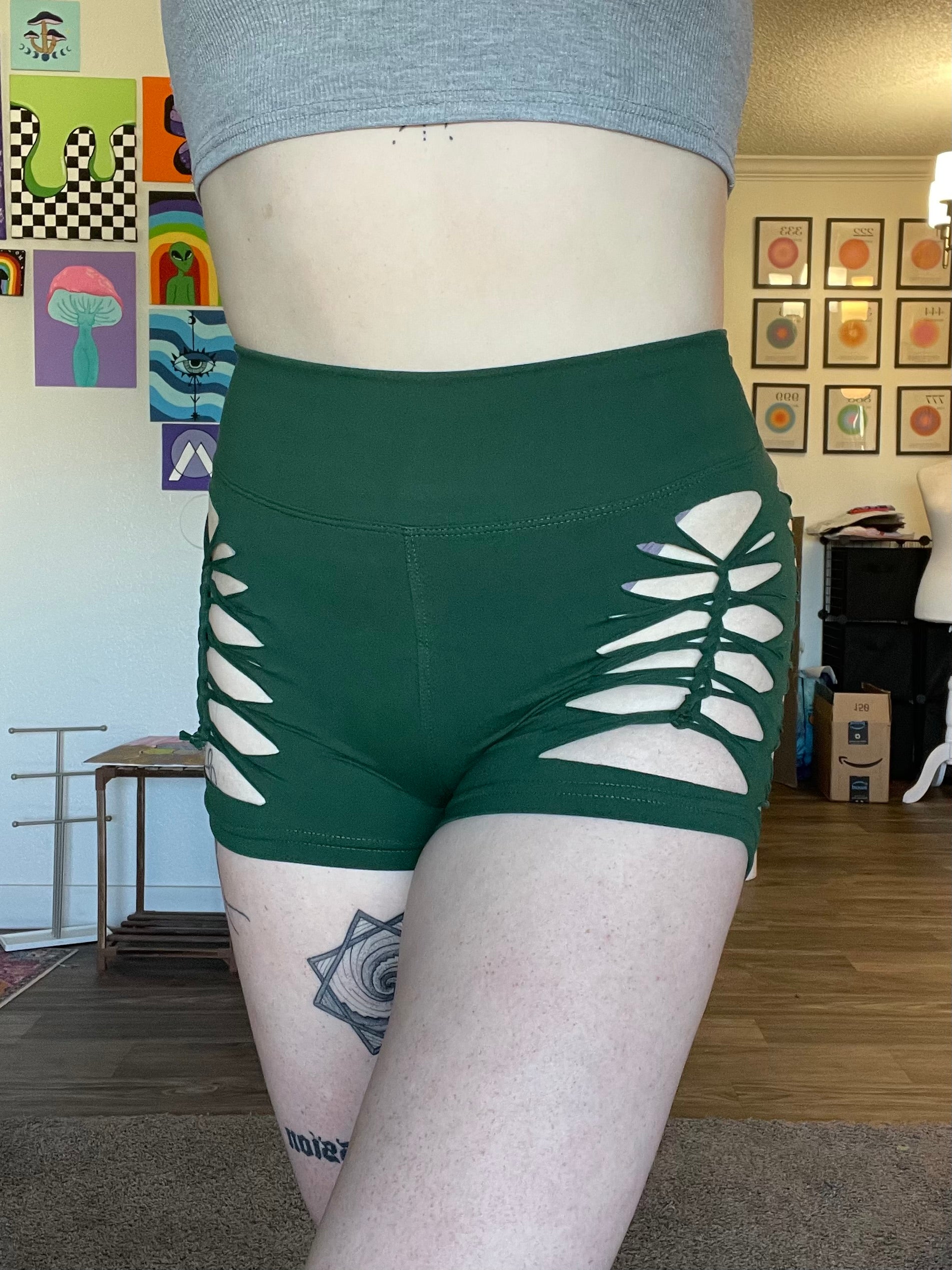 Green Cheeky Shorts (MADE TO ORDER)