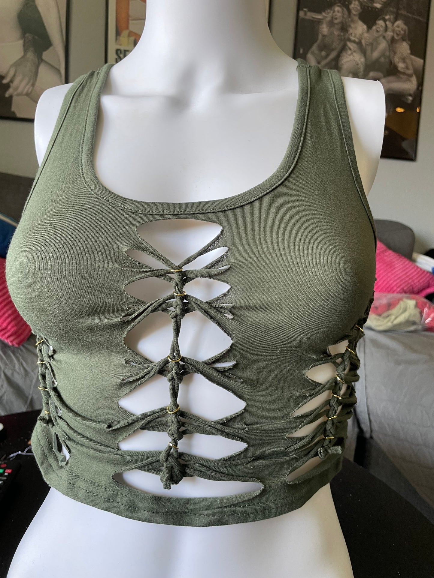 Army Green Racerback Tank (READY TO SHIP)
