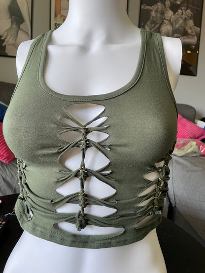 Army Green Racerback Tank (READY TO SHIP)
