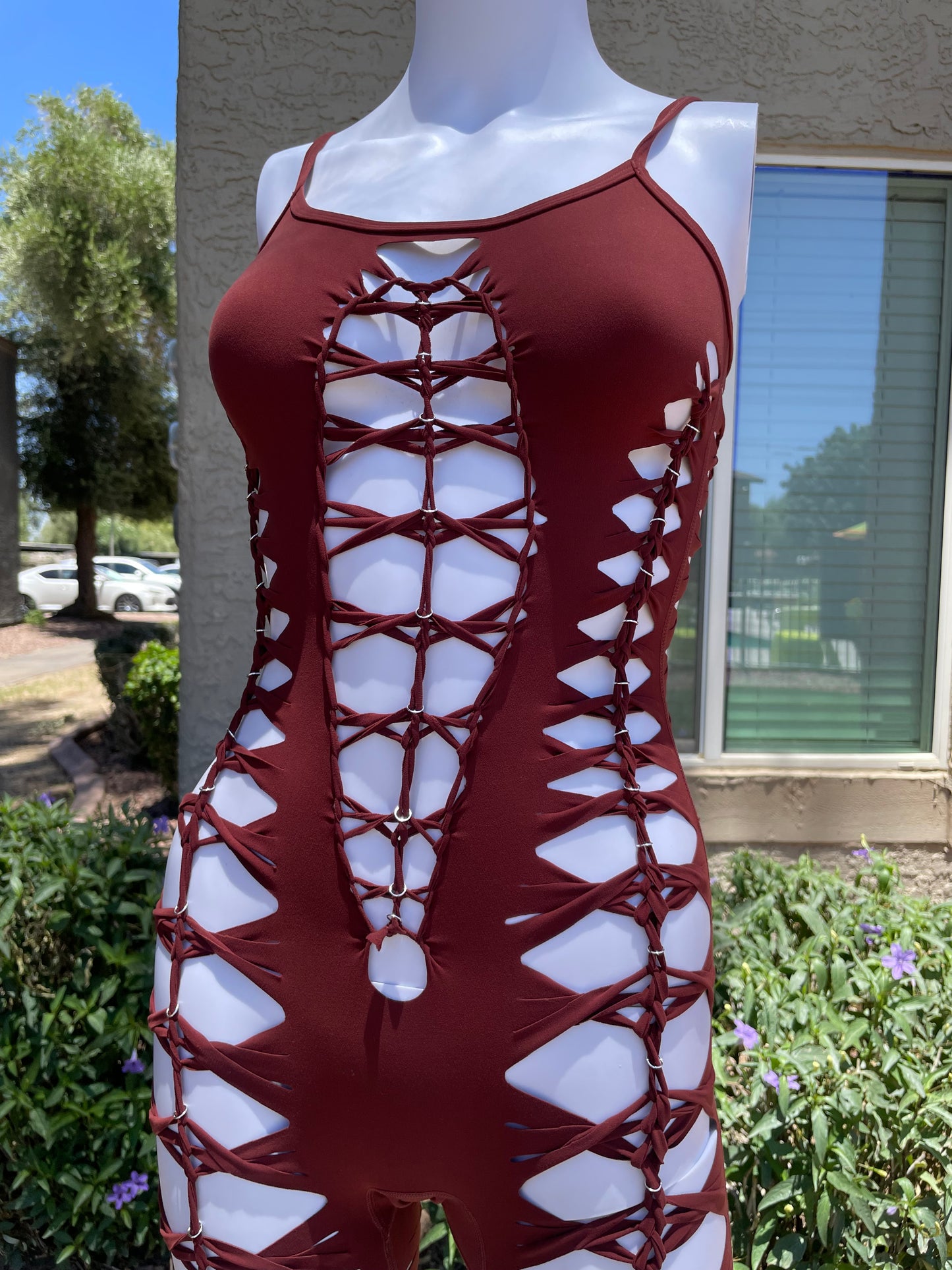 Red/Brown Sleeveless Flowsuit (MADE TO ORDER)