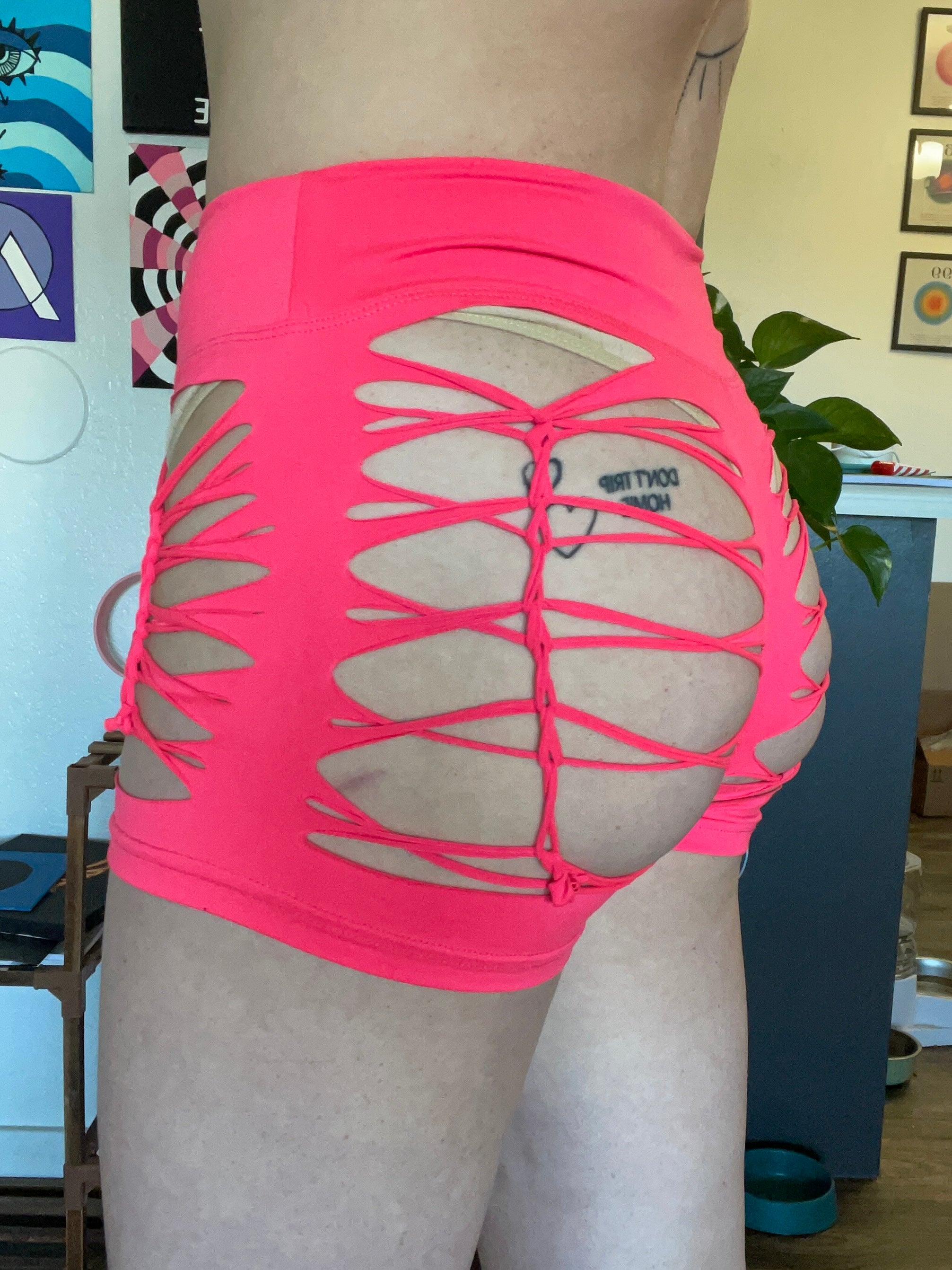 Neon Pink Cheeky Shorts (MADE TO ORDER)