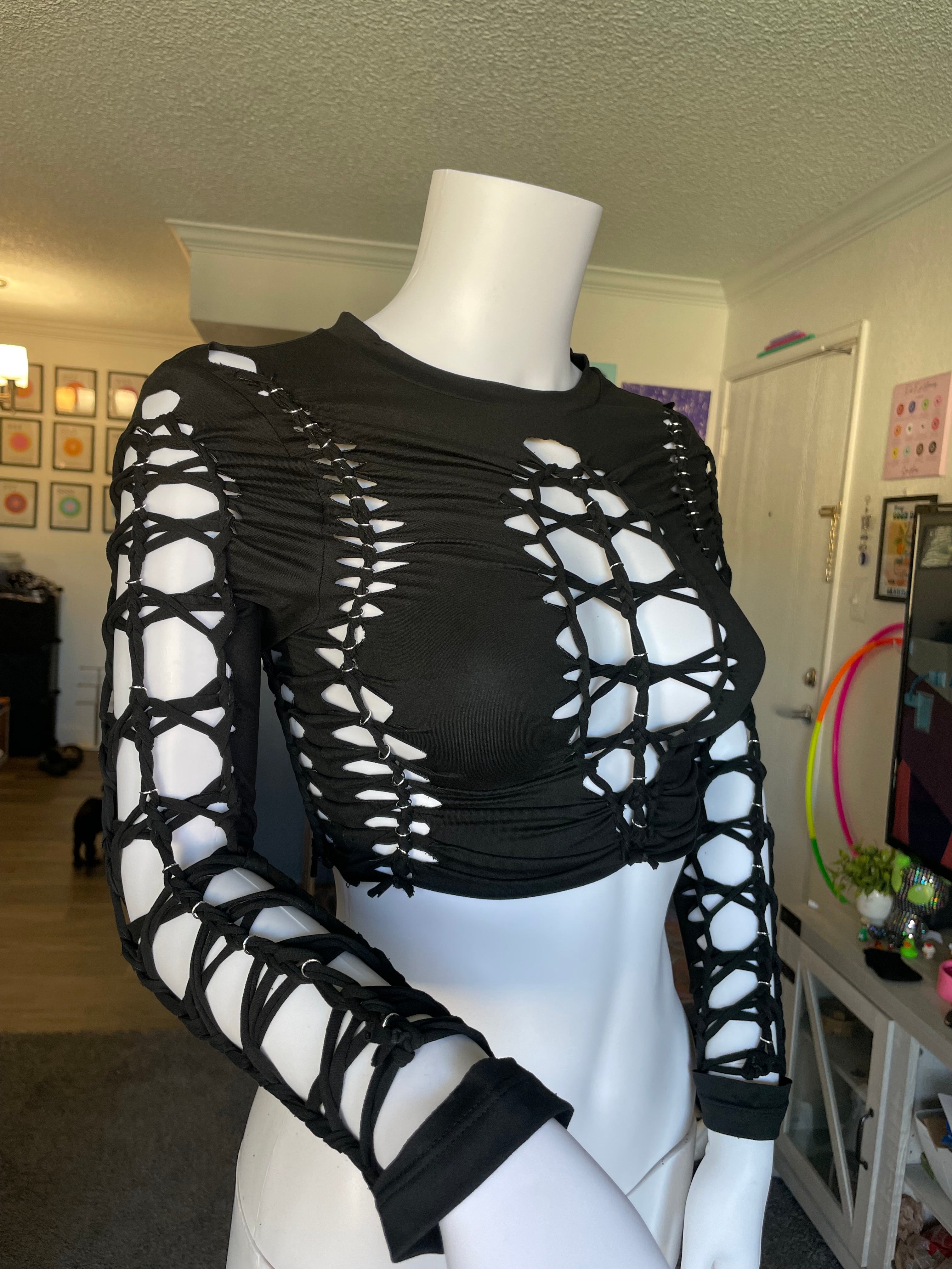 Black Vortex Crop Top (MADE TO ORDER)