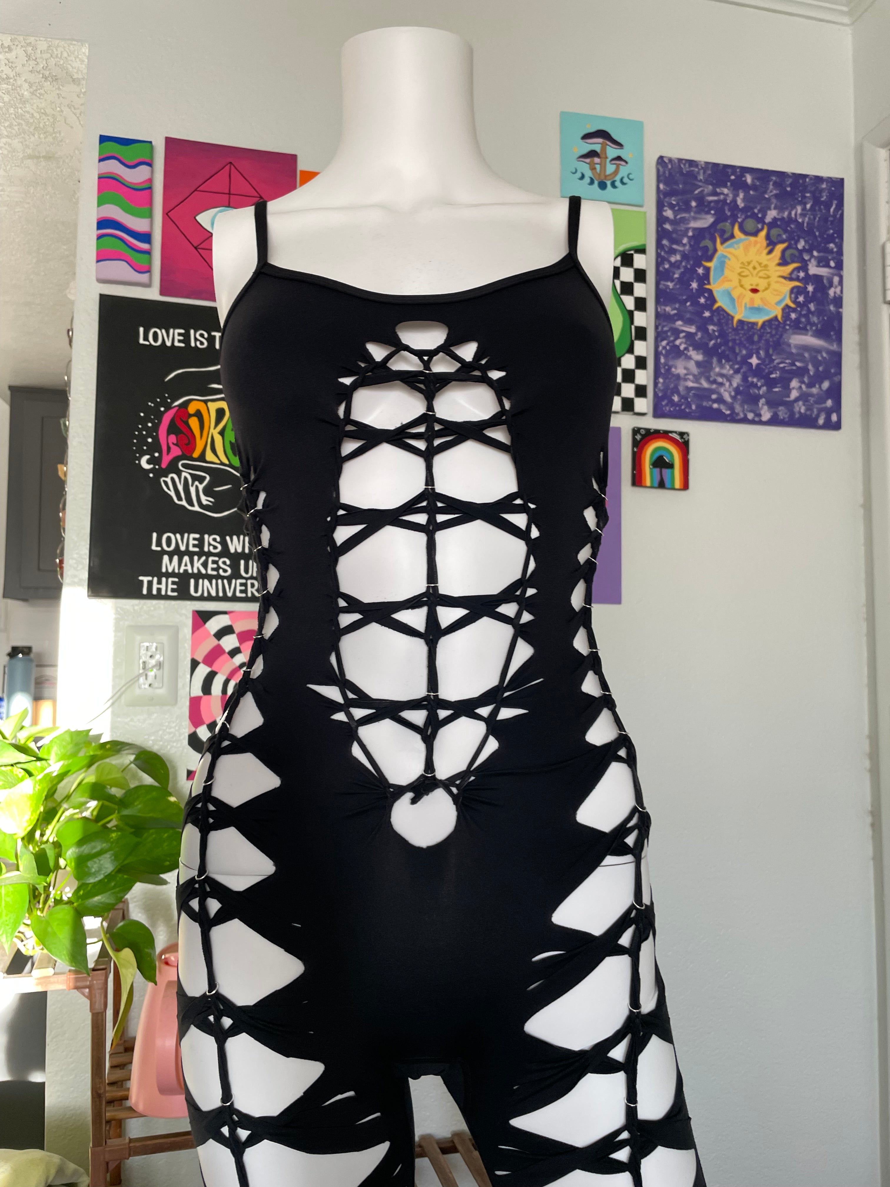 RTS! Small, Black, Flowsuit, Silver Hoops