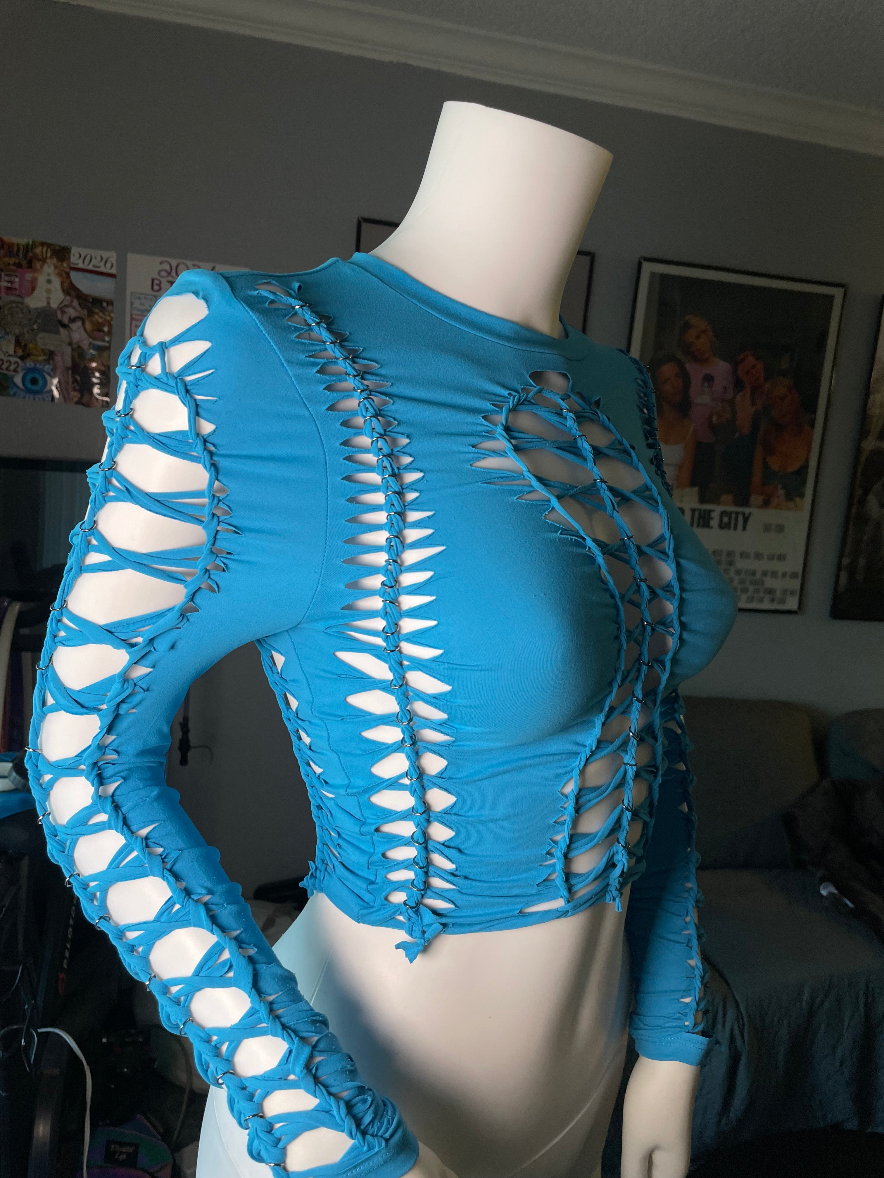 Blue Long Sleeve Crop (MADE TO ORDER)