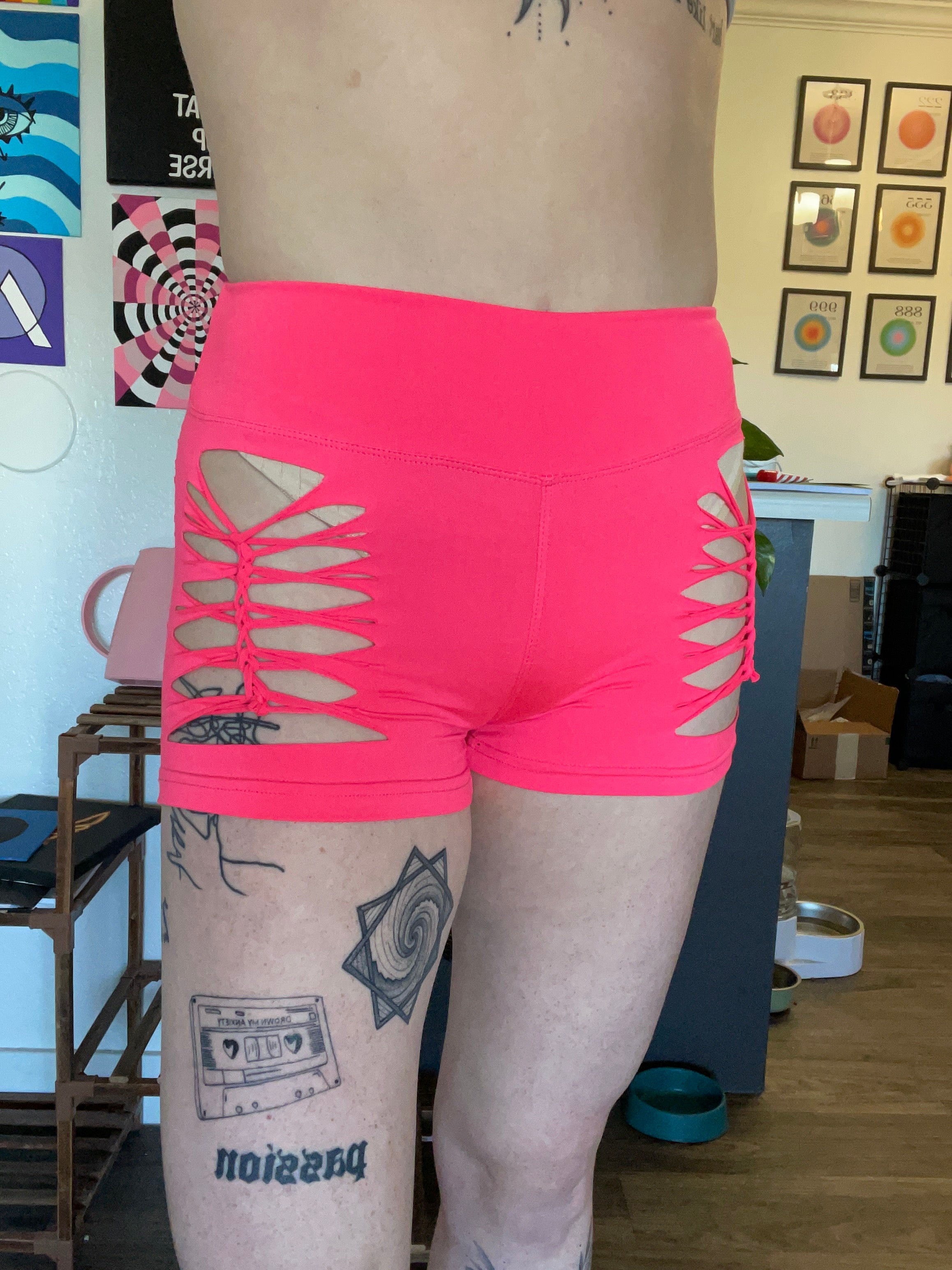 Neon Pink Cheeky Shorts (MADE TO ORDER)