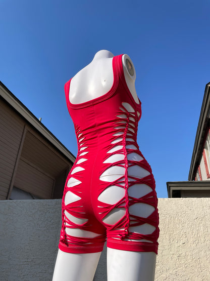 Red Short Flowsuit (READY TO SHIP)