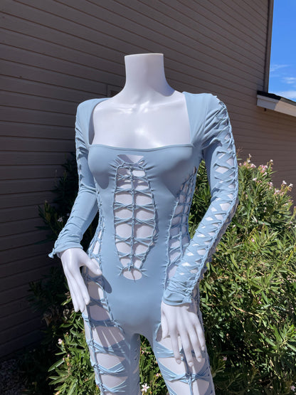 Light Blue Flowsuit (M, READY TO SHIP)