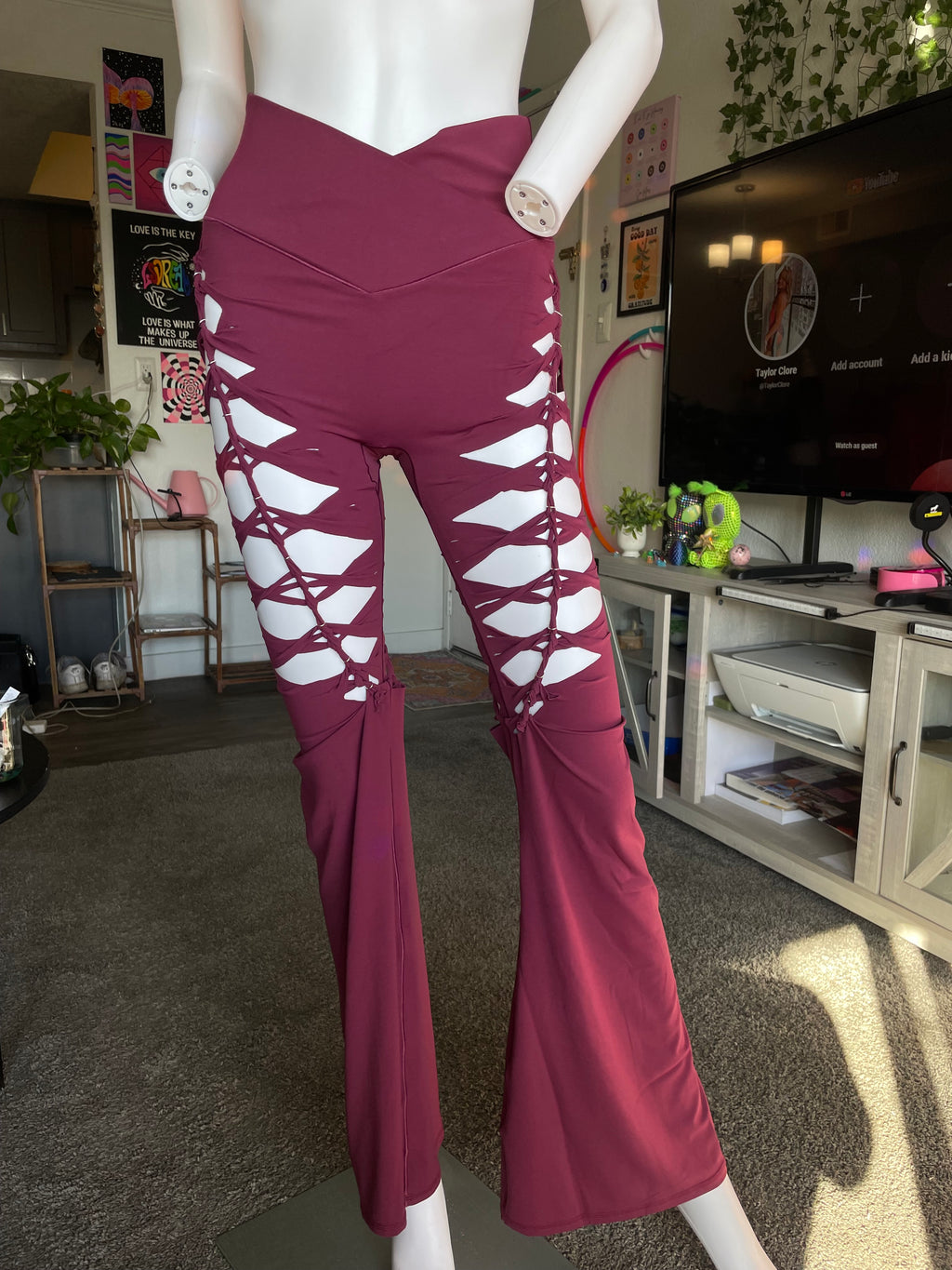 Cherry Red Luna Flared Yoga Pants (SEE DESCRIPTION)