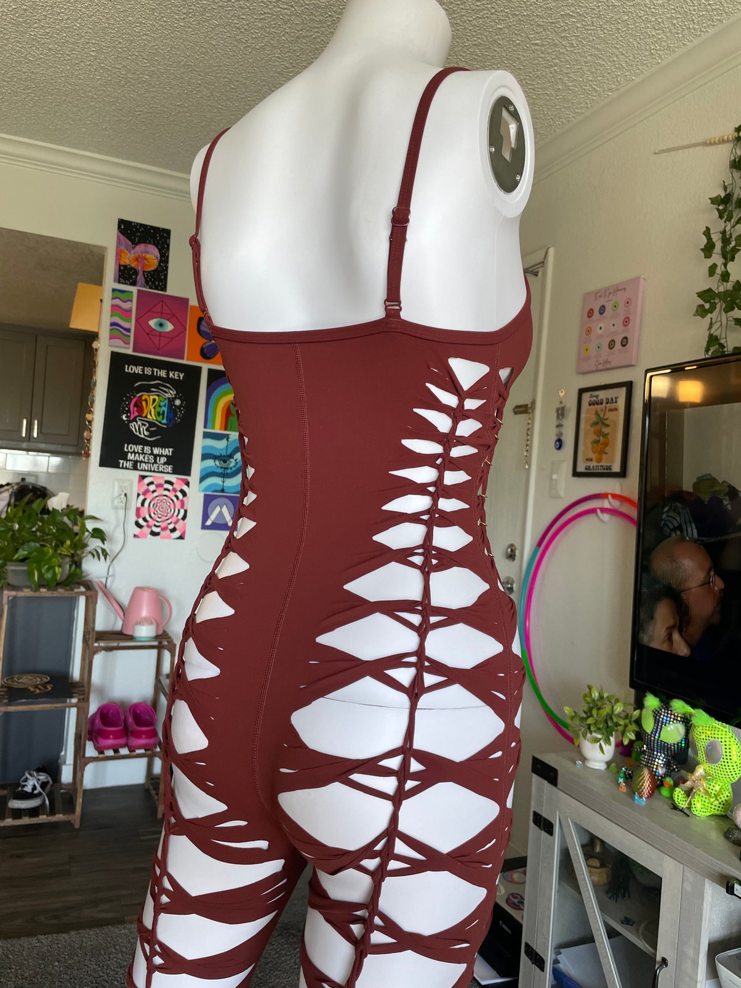 Red/Brown Sleeveless Flowsuit (MADE TO ORDER)