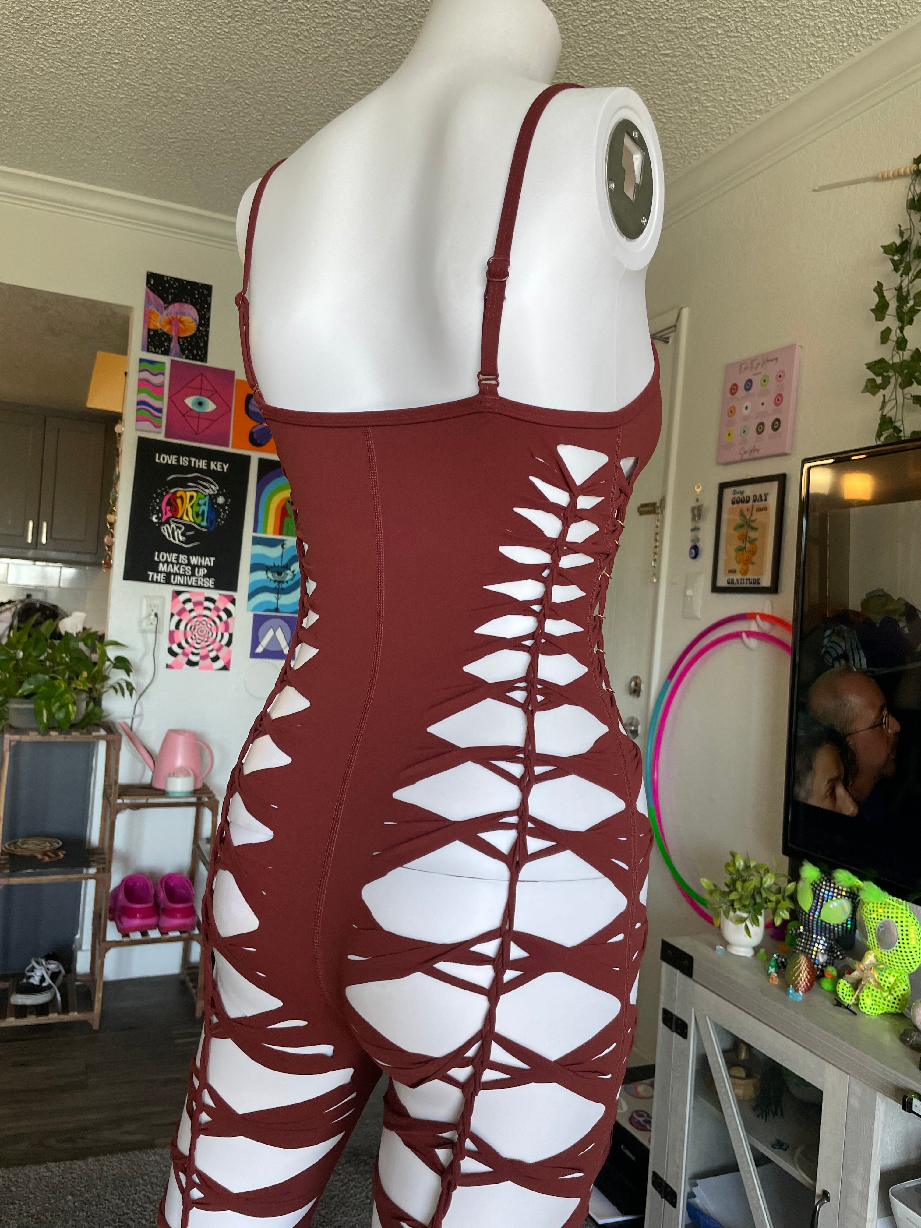 Red/Brown Sleeveless Flowsuit (MADE TO ORDER)