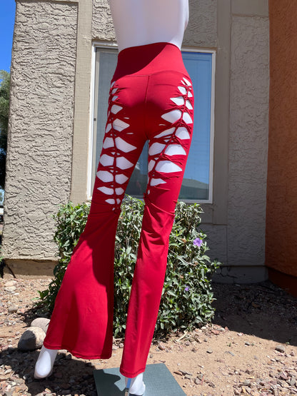Red Luna Flared Yoga Pants (MADE TO ORDER)